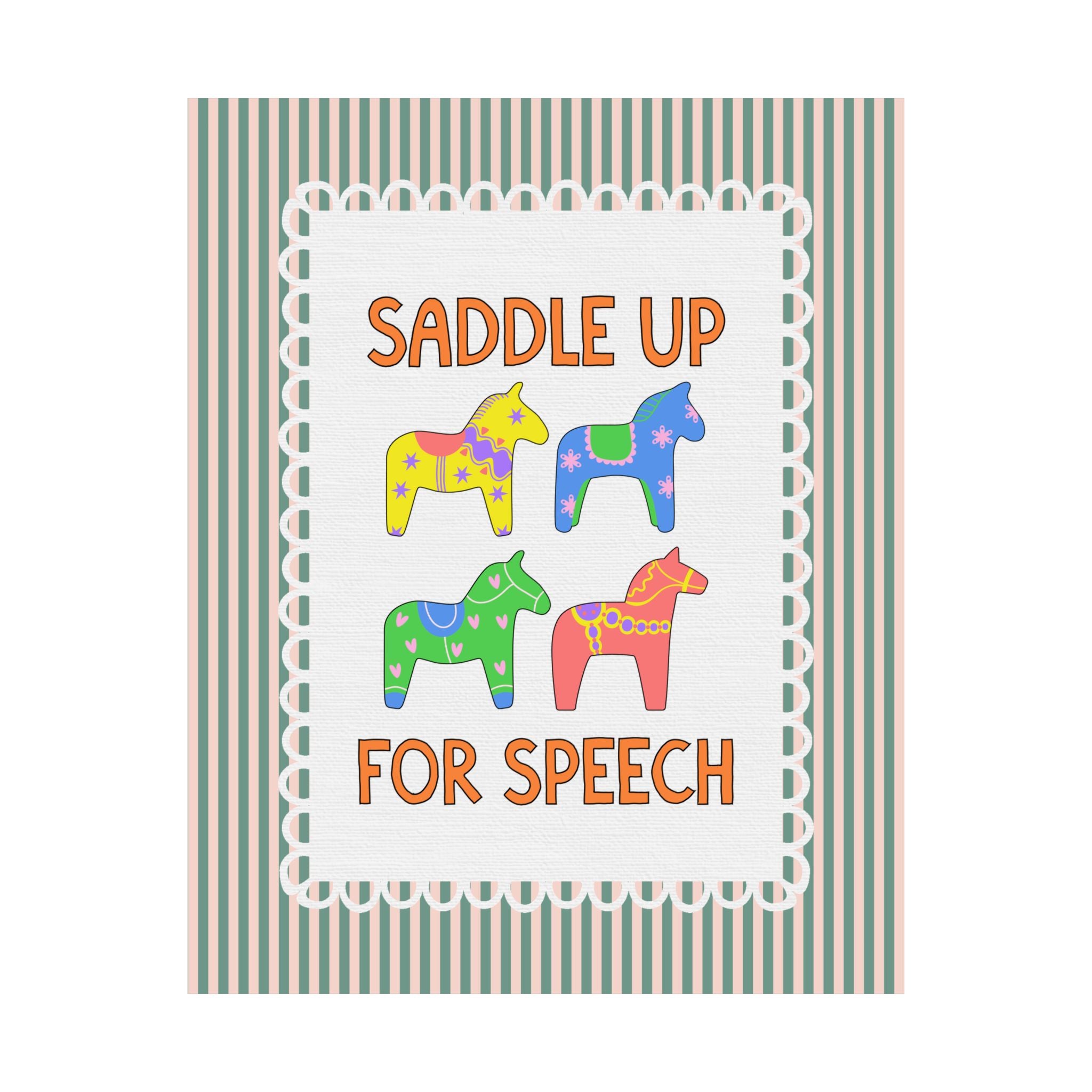 Saddle Up for Speech: Cute Teacher Poster Print for Speech Therapist, Back to School Gift, Silly Dreamcore Western Aesthetic Horse Print