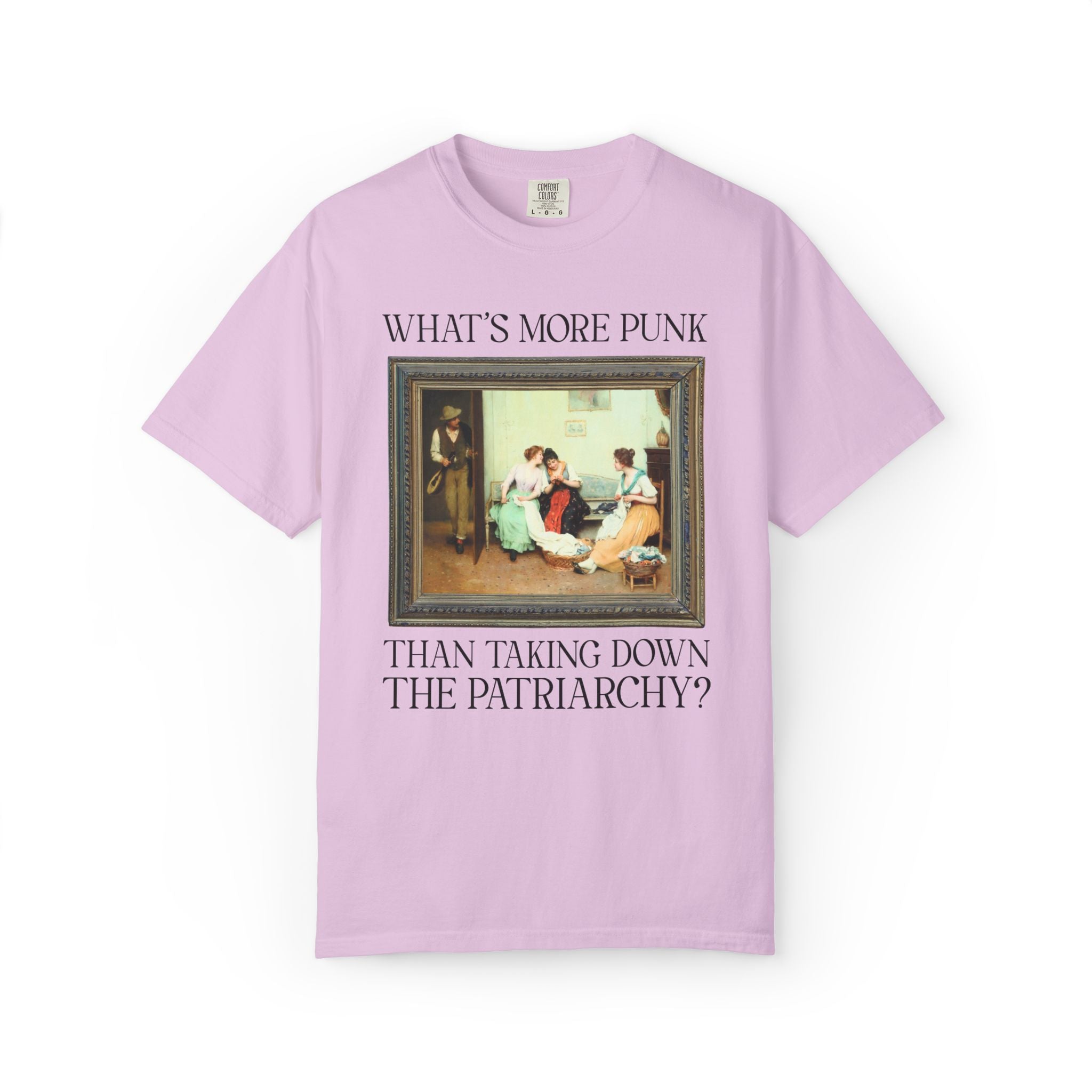 Funny Women's Rights Tee Shirt for Feminist: What's More Punk Thank Taking Down the Patriarchy | Silly Art History or Museum Lover T-Shirt
