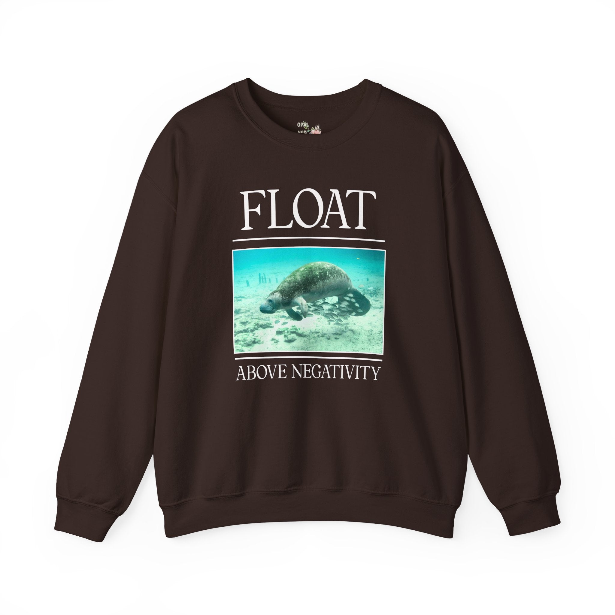 Float Above Negativity Manatee Lover Sweatshirt for Elementary School Teacher, Cute Positive Affirmation Crewneck for Animal Lover, 90s Aesthetic