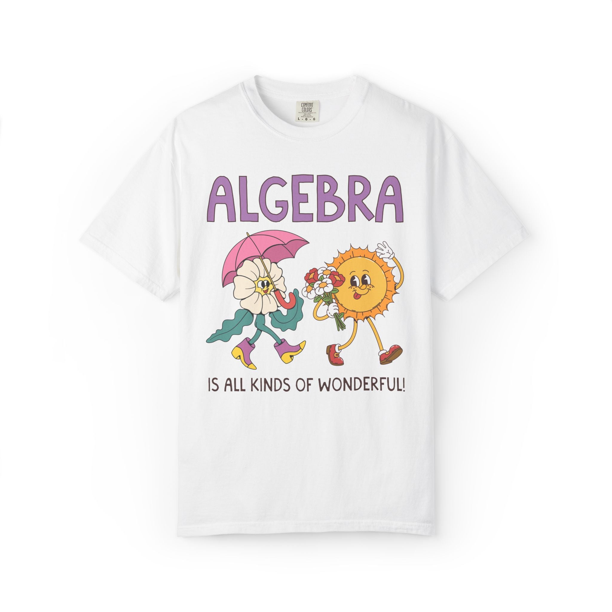 Algebra is All Kinds of Wonderful Teacher Team Tee Shirt for Back to School: Matching Math Teacher or Department Floral Tee with 90s Vibe