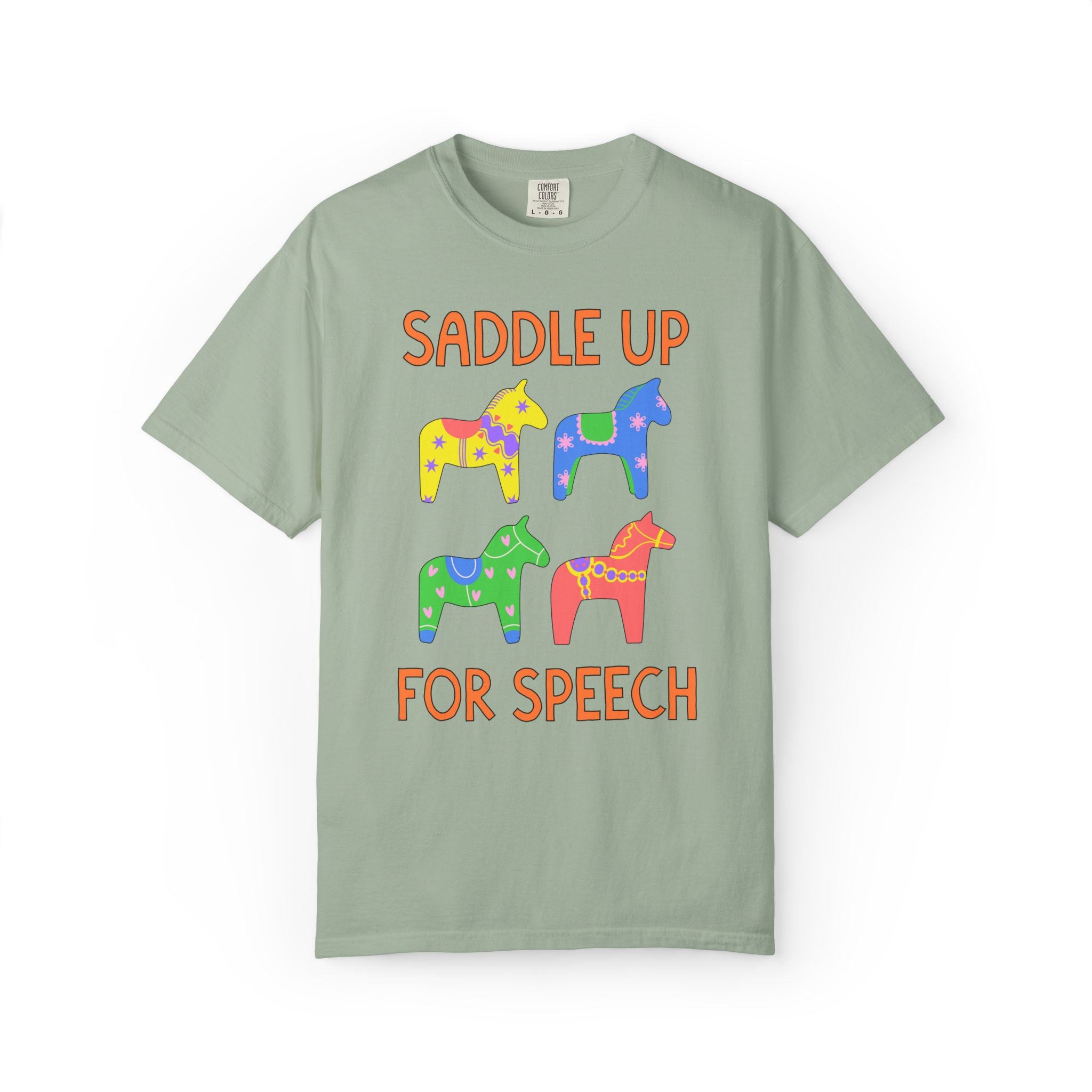 Saddle Up for Speech: Cute Speech Therapist or Speech Office T-Shirt, Silly Dreamcore Aesthetic Tee with Horses, New SLP Therapist Gift