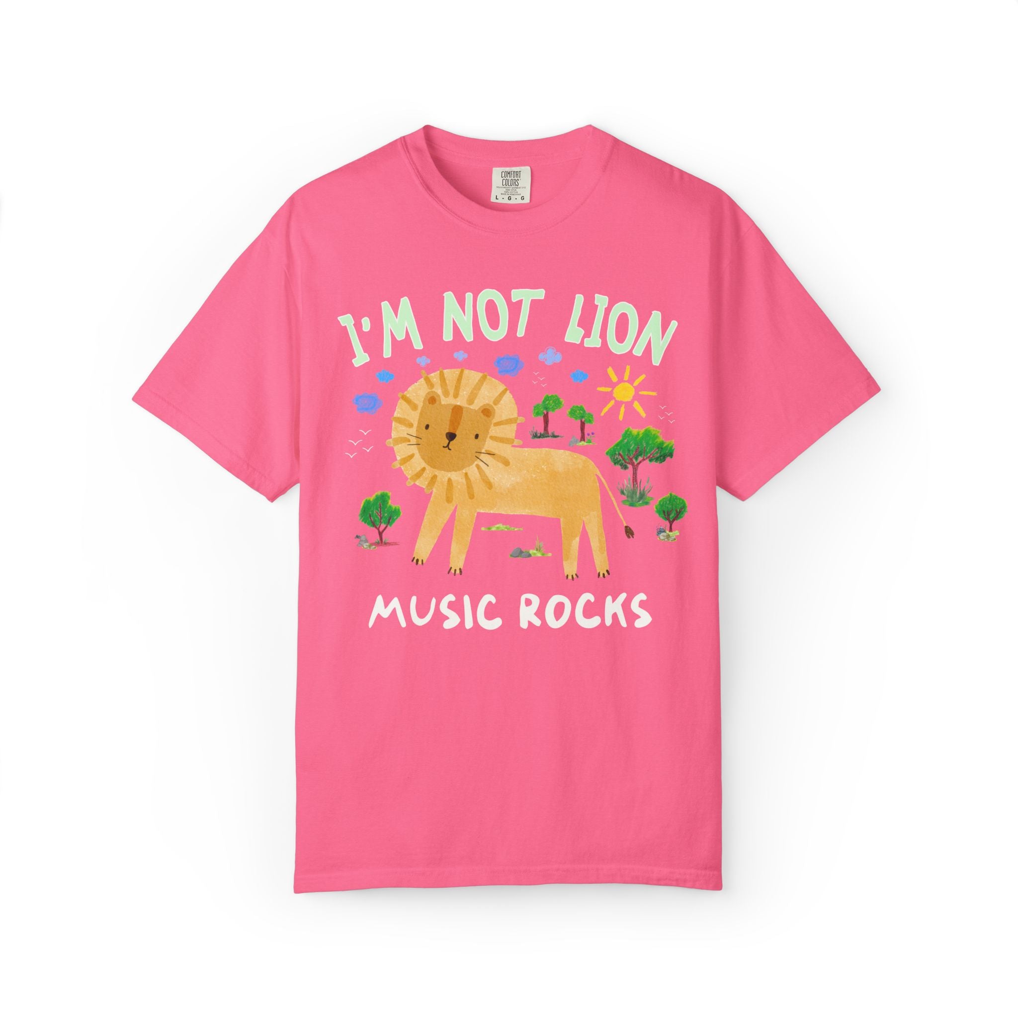 I'm Not Lion Music Rocks Tee Shirt for Teacher Who Loves Animals, Silly Dreamcore Back to School or Testing Day T-Shirt with Positive Affirmation