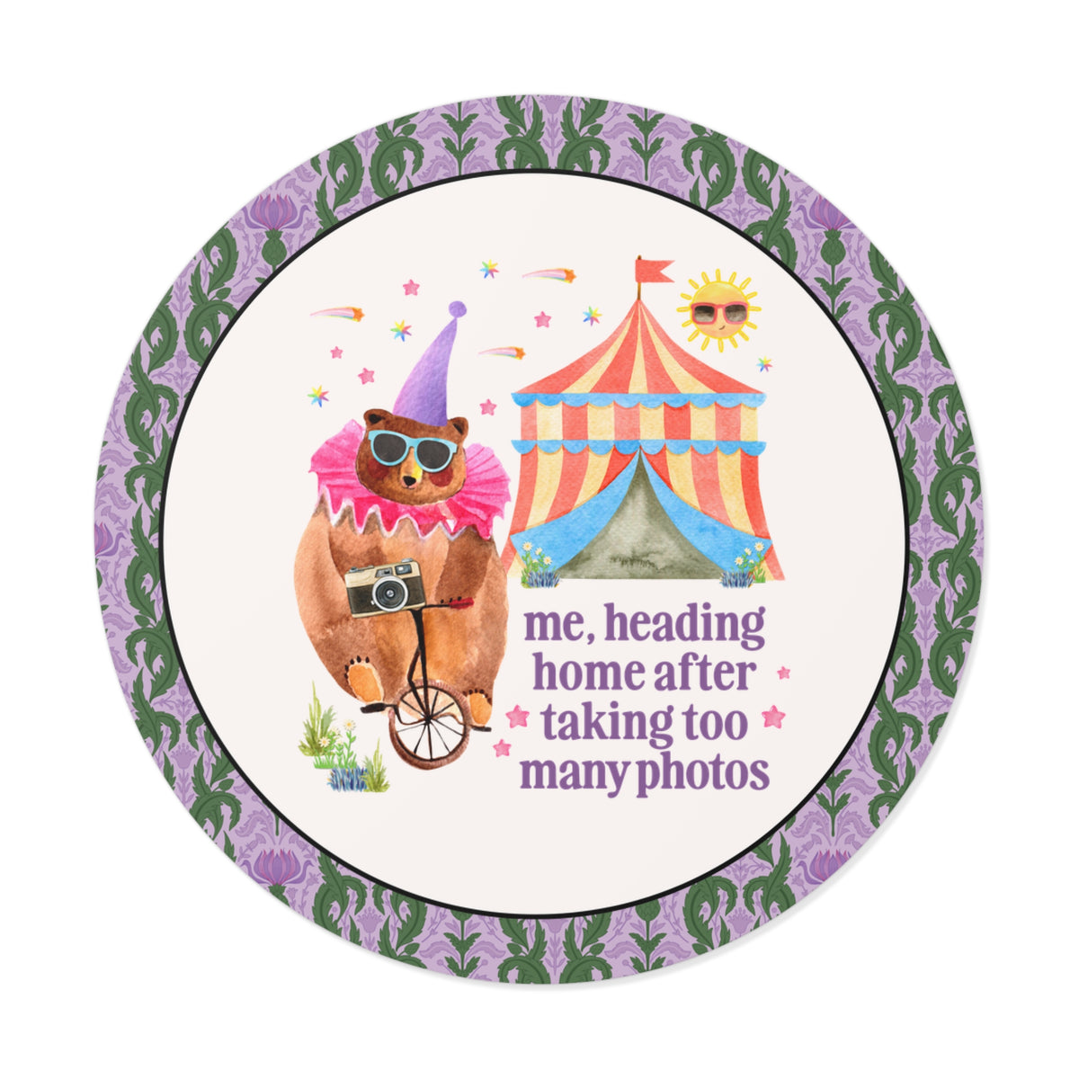 Me, Heading Home After Taking Too Many Photos: Funny Dreamcore Circus Bear Sticker with Animal Holding a Camera, Photographer Gift