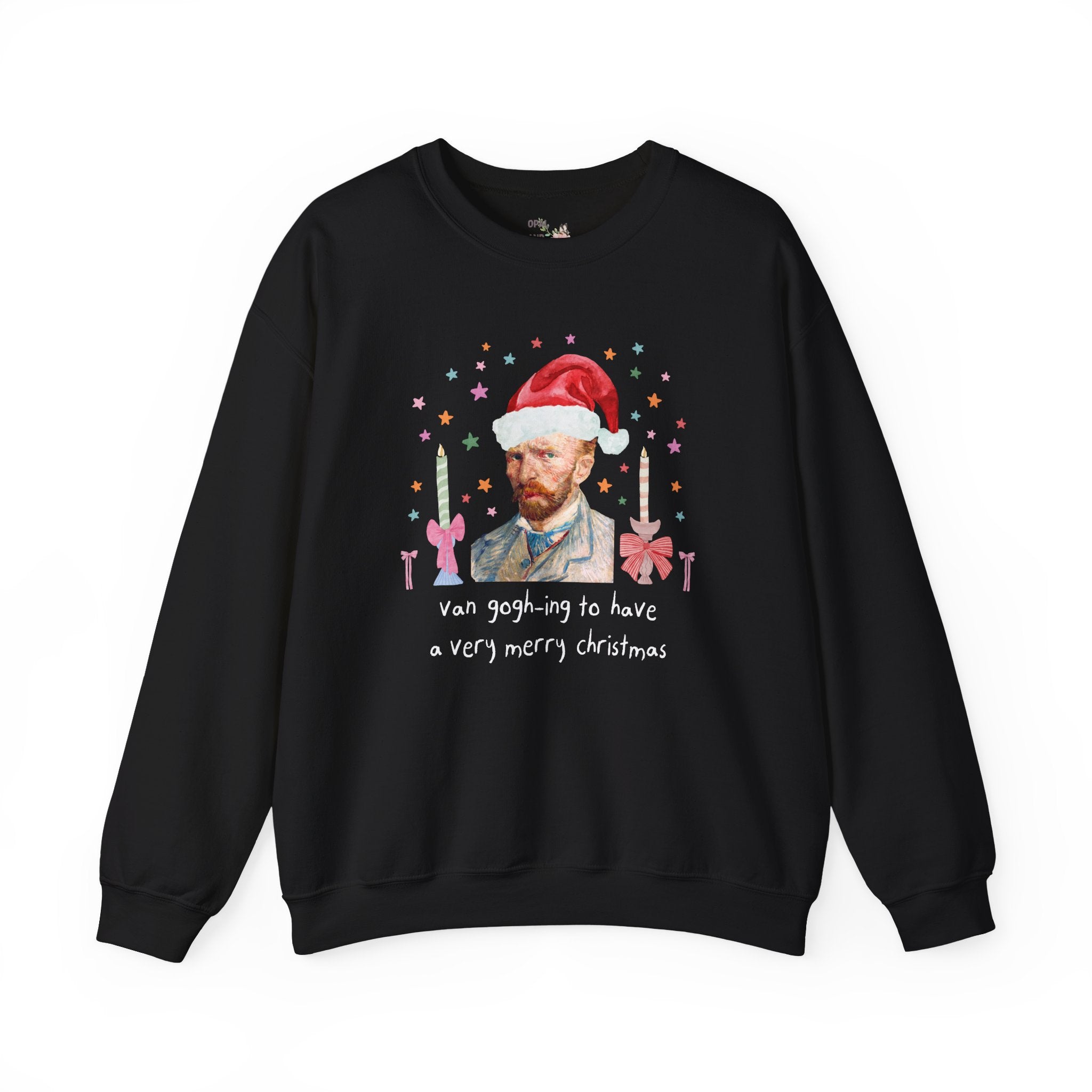 Christmas Art History Buff Sweatshirt with Vincent Van Gogh: Van Gogh-ing to Have a Very Merry Christmas, Silly Famous Painting Xmas Crewneck