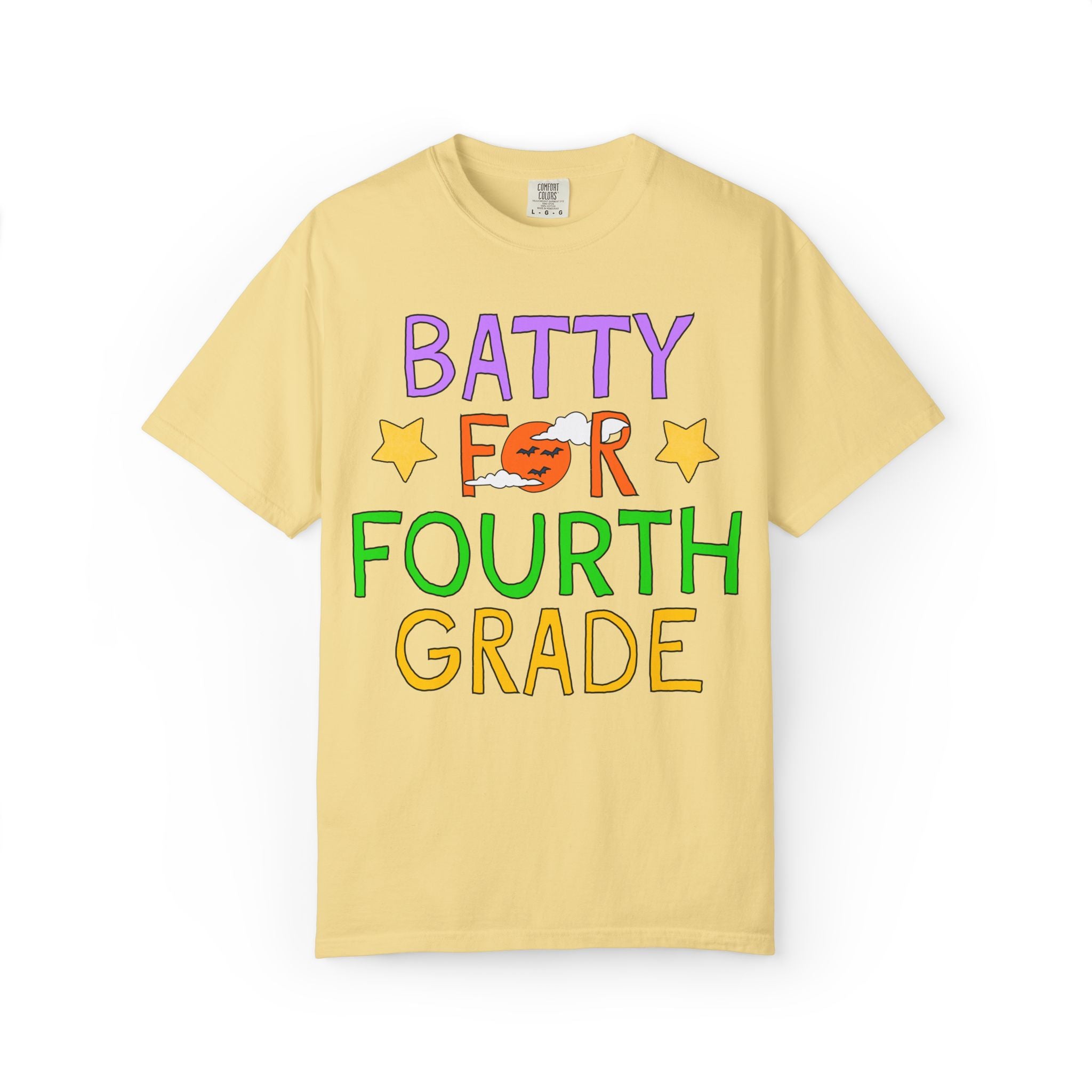Fourth Grade Halloween Teacher Tee Shirt: Batty for Fourth Grade | Cute and Nostalgic Halloween Teacher Team T-Shirt for October, 90s Vibe