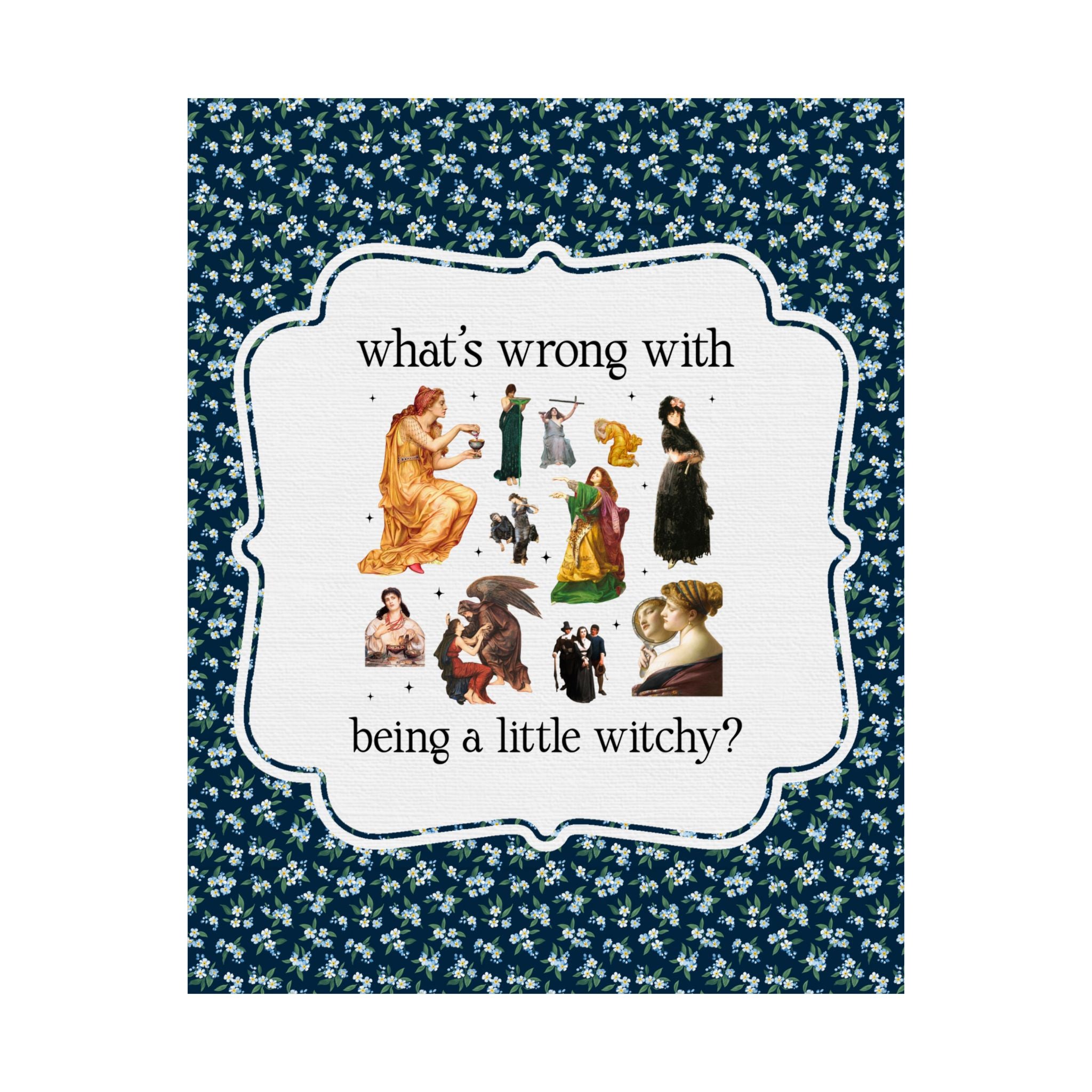 Witch Art History Lover Poster Print with Famous Paintings, Pre-Raphaelite and 19th Century Art Historian Decor, Halloween or Spooky Season