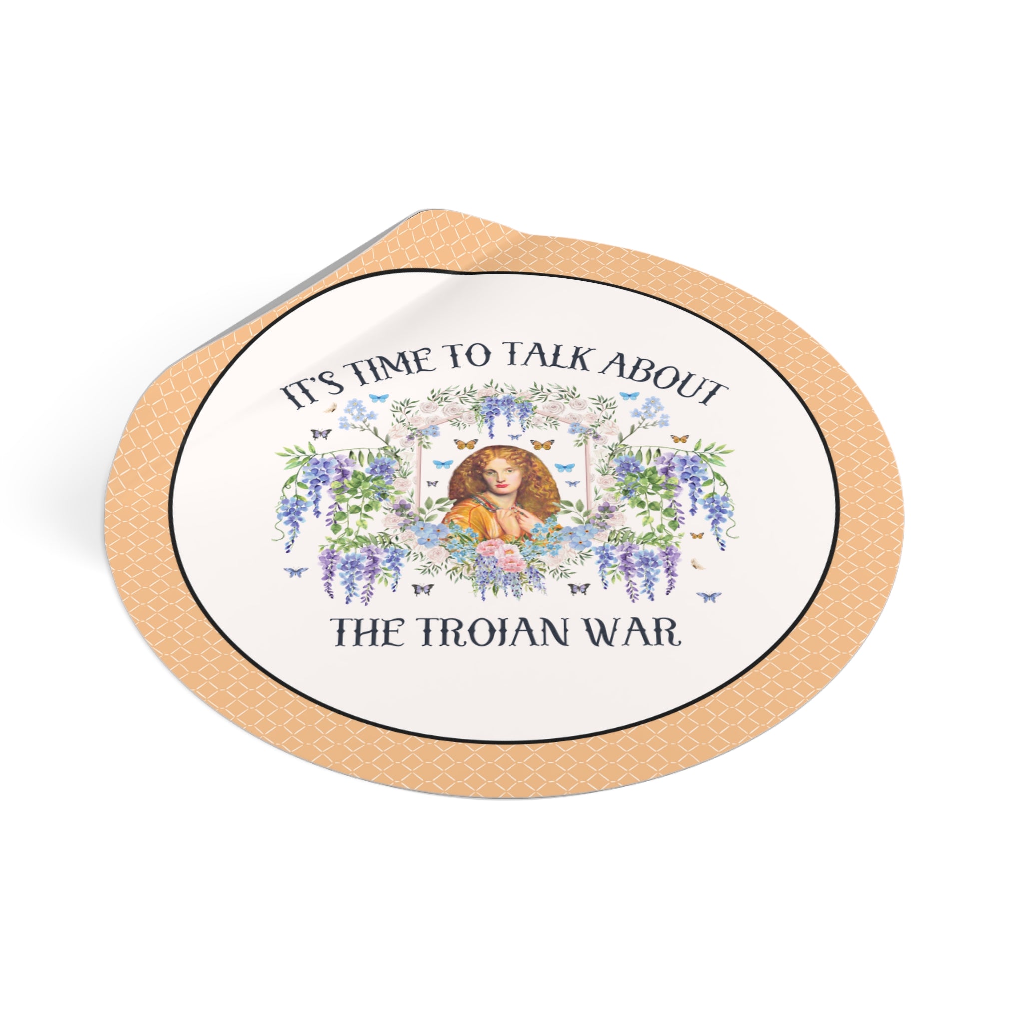 The Trojan War Art History Buff Sticker with Famous Painting of Helen of Troy, Colorful Greek Mythology History Lover Gift, Ancient History