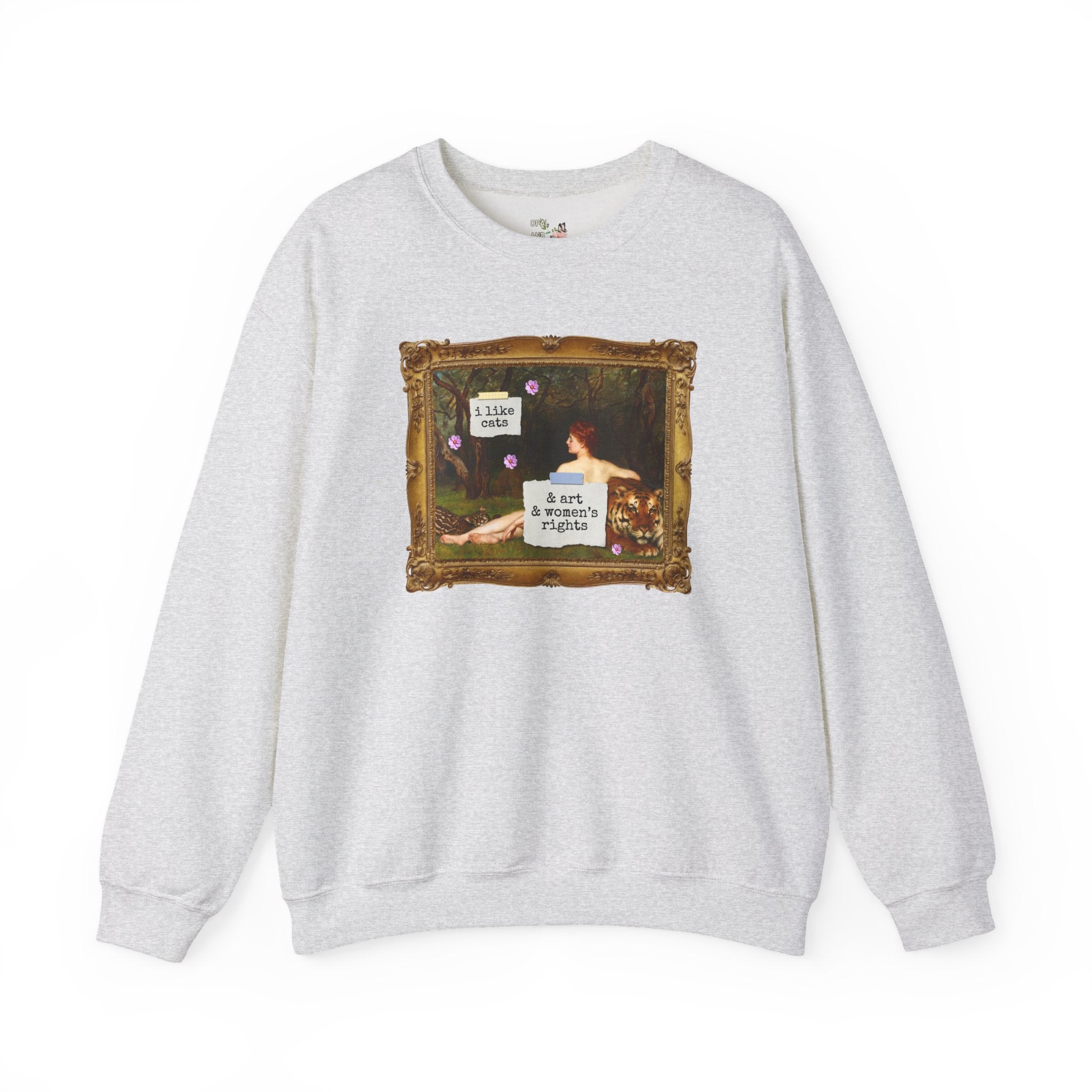 Funny Feminist Sweatshirt for Cat Mom or Cat Dad Who Loves Art History and Women's Rights, Equal Rights Famous Painting Crewneck for Artist