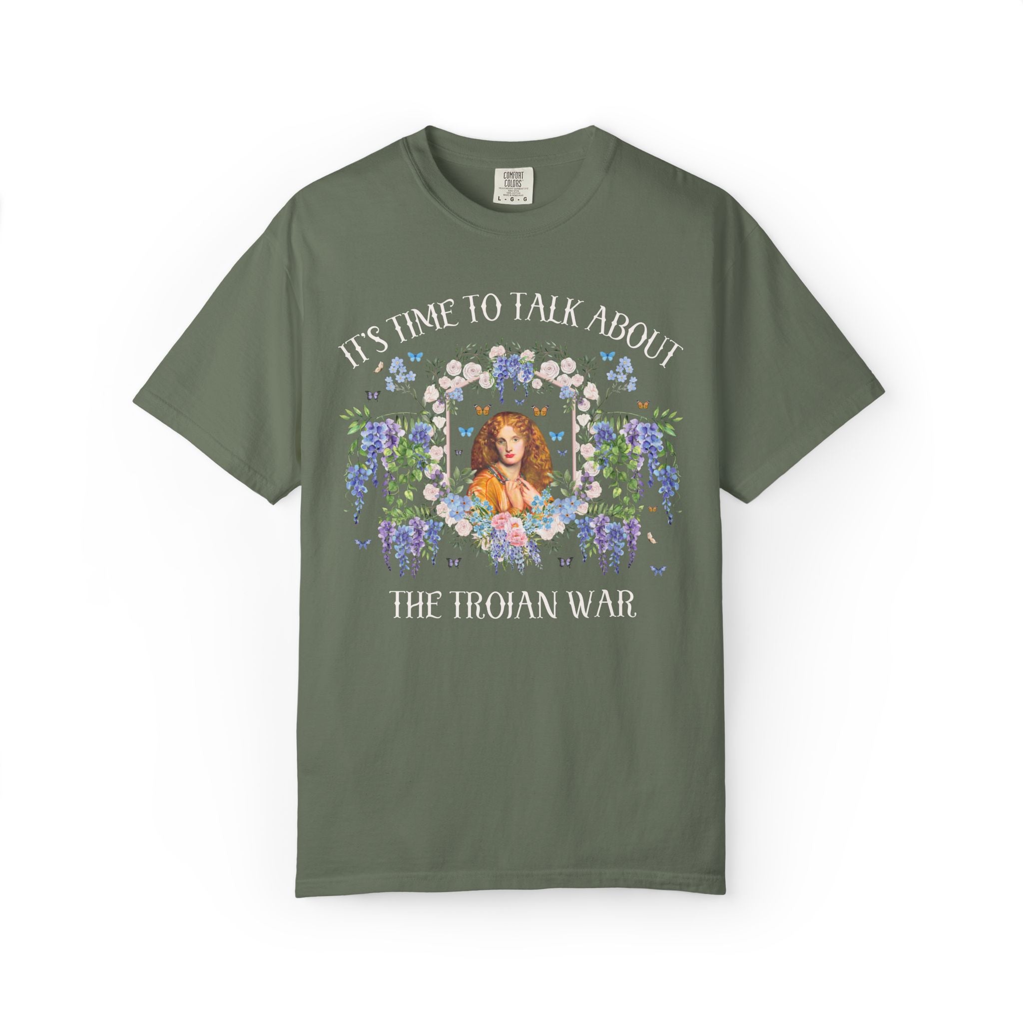 The Trojan War Art History Buff T-Shirt with Famous Painting of Helen of Troy, Colorful Greek Mythology History Lover Gift, Ancient History