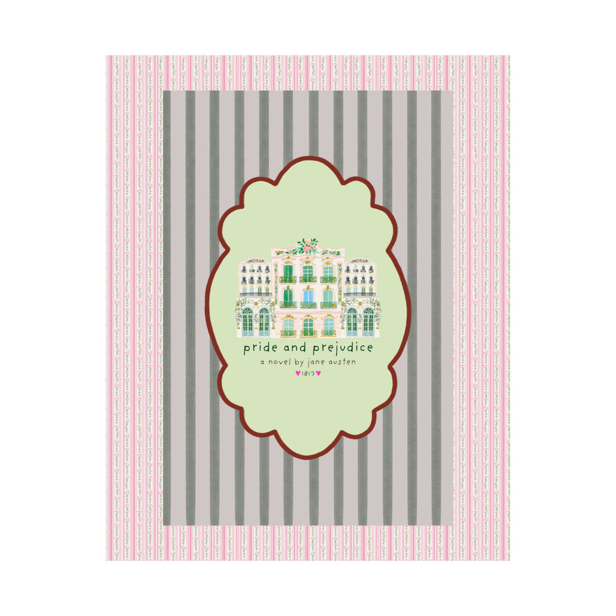 Pride and Prejudice: A Novel by Jane Austen, Cute Romance Reader Bookish Poster Print for Classic Literature Reader, 19th Century Book Lover Gift
