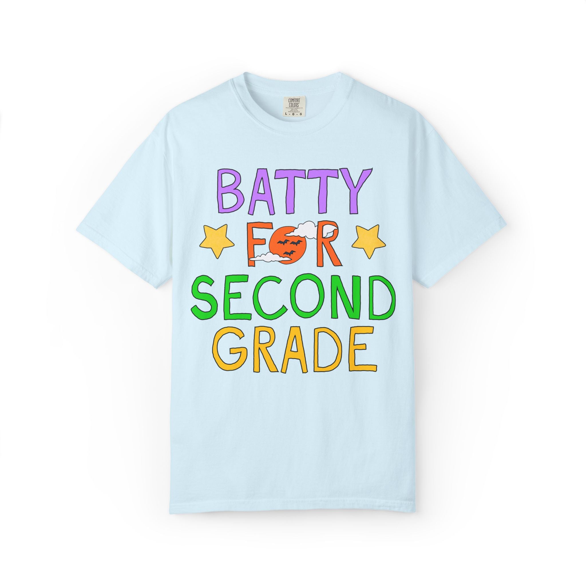Second Grade Halloween Teacher Tee Shirt: Batty for Second Grade | Cute and Nostalgic Halloween Teacher Team T-Shirt for October, 90s Vibe