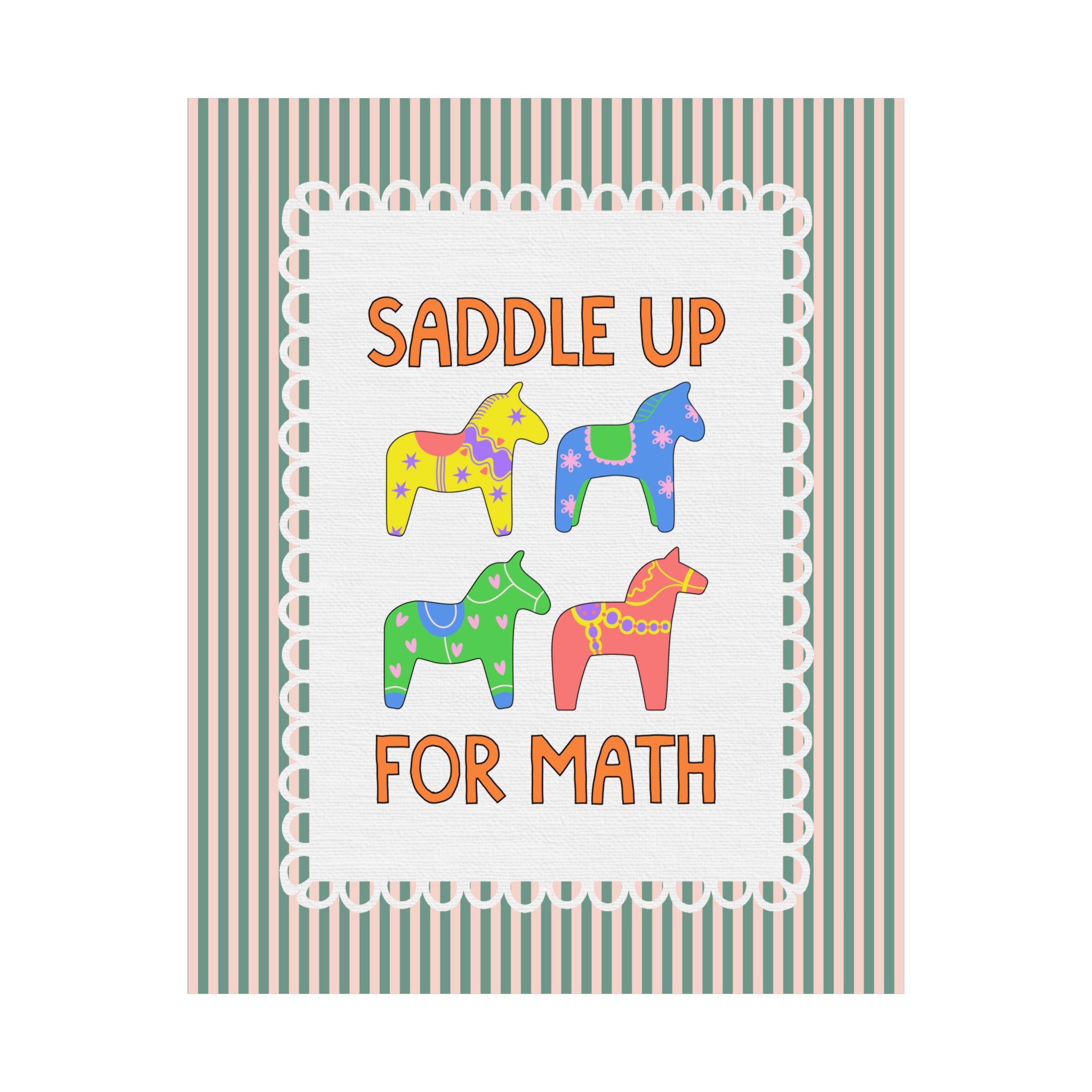 Saddle Up for Math: Cute Teacher Poster Print for Math Teacher, Back to School Gift, Silly Dreamcore Western Aesthetic Horse Print
