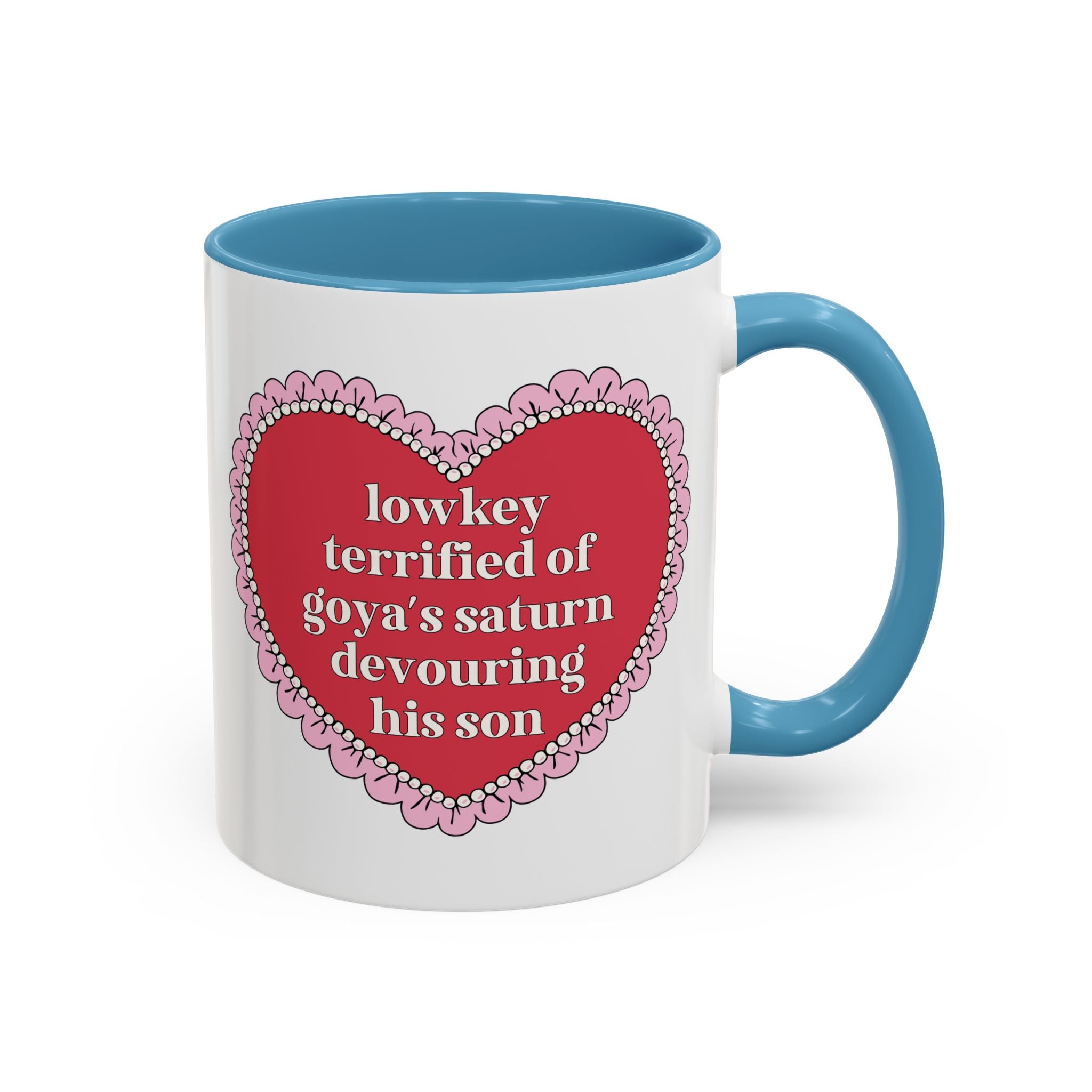 Lowkey Terrified of Goya's Saturn Devouring His Son Coffee Mug: 11 Oz Coffee Mug for Art History Lover, Silly and Cute Birthday Gift for Humanities Major