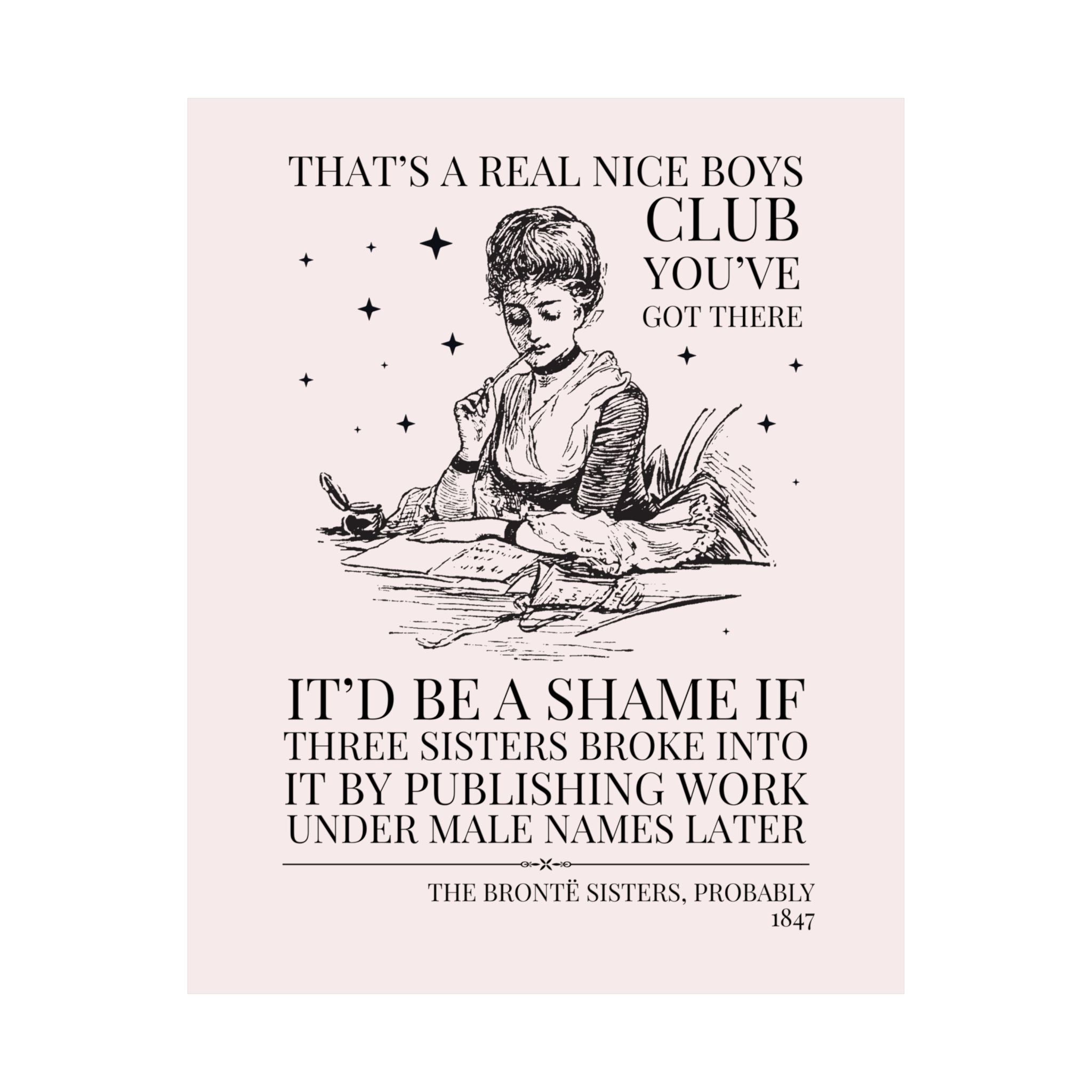 Bookish The Bronte Sisters Classic Literature Bookish Poster Print, Jane Eyre Wuthering Heights, Emily Bronte, Charlotte Bronte, Anne Bronte