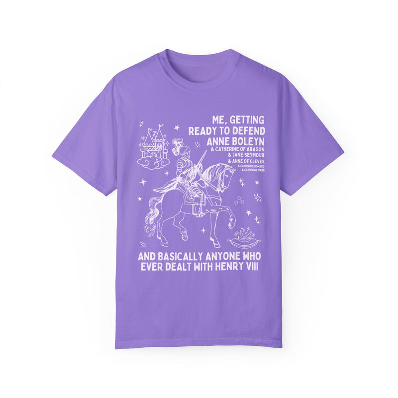 Funny Tudor History Tee with Henry VIII’s Wives in Purple, Perfect Gift for English History Fans and Historians Who Love Anne Boleyn and Catherine of Aragon