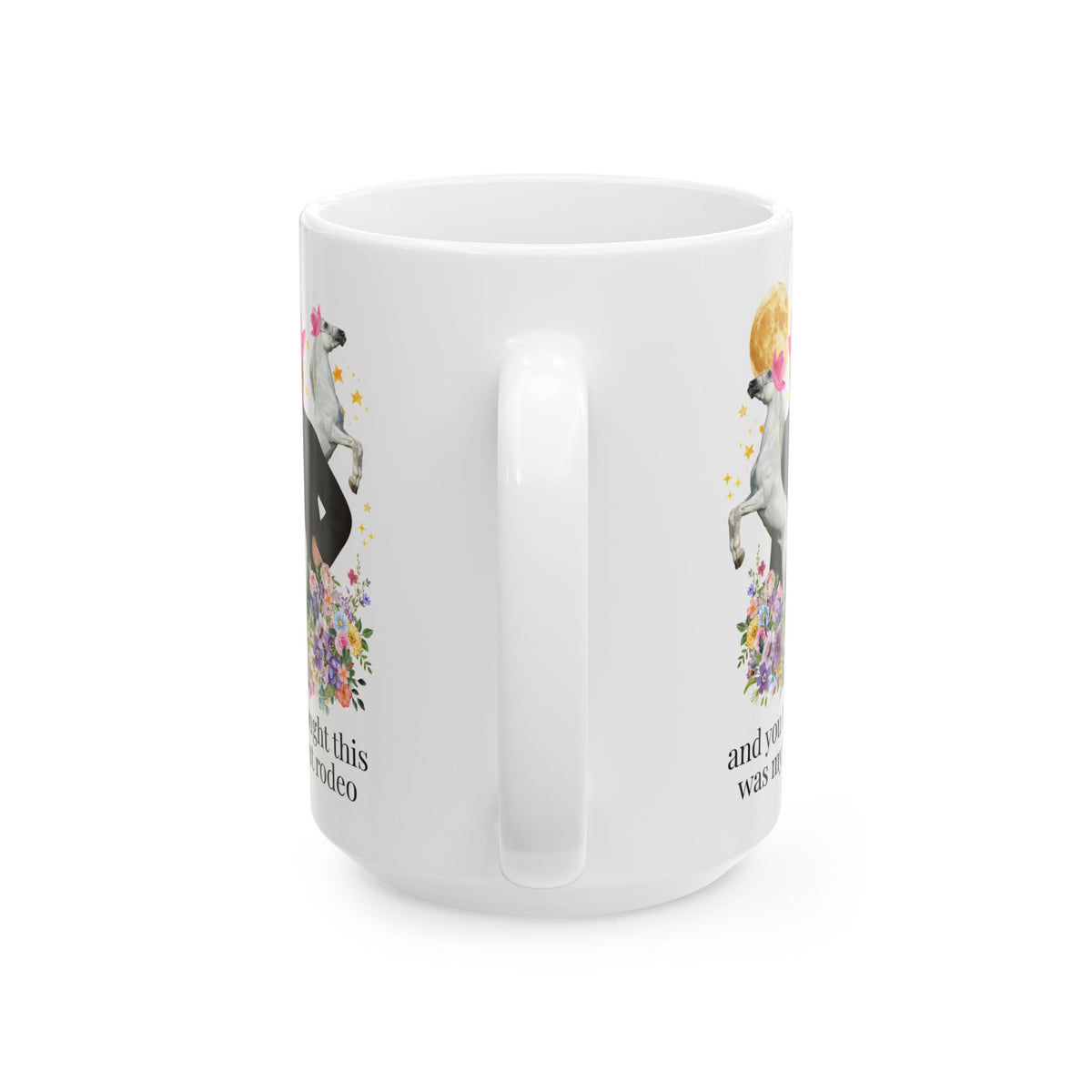 Teddy Roosevelt American History Horse Lover Coffee Mug with Flowers, Funny American History Animal Lover Kitschy Mug, 1900s President