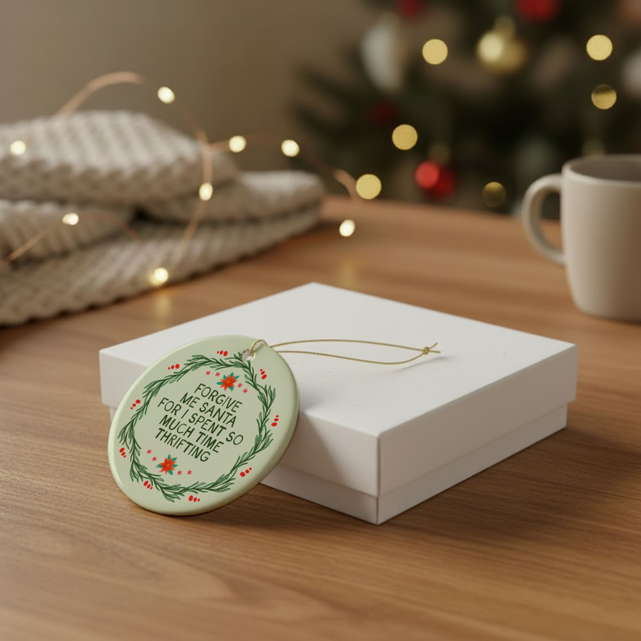 Forgive Me Santa I Spent So Much Time Thrifting Christmas Ornament: Funny Thrifting or Thrift Lover Ornament, Sister Who Loves Thrift Stores