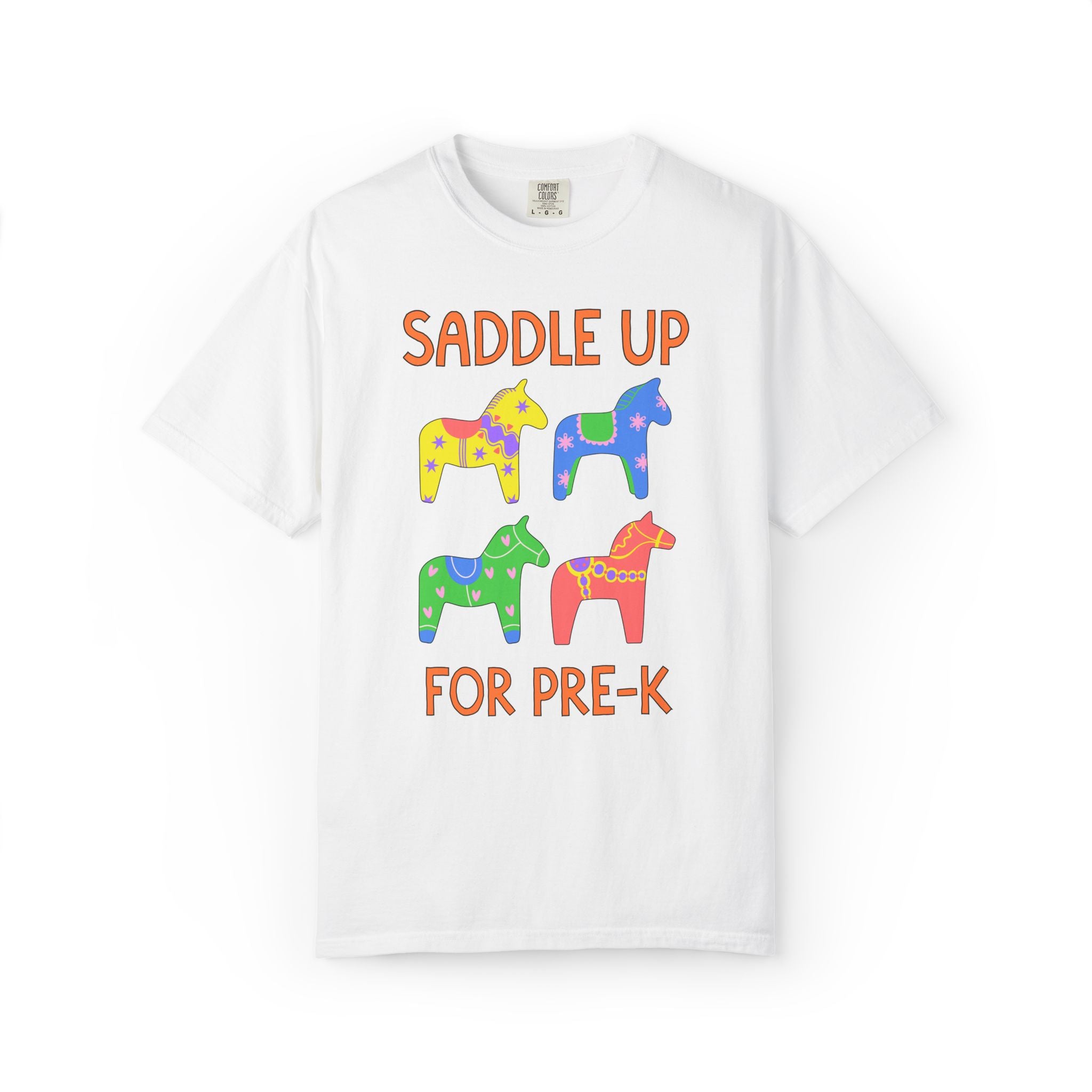 Saddle Up for Pre-K: Cute Preschool Teacher Matching Preschool Office Staff Tee, Silly Dreamcore Aesthetic Tee with Horses, New Teacher Gift