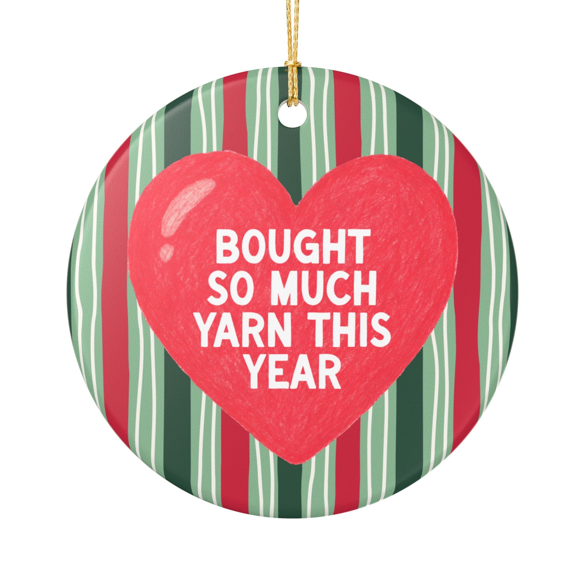 Yarn Lover Nostalgic Holiday Ornament: Bought So Much Yarn This Year, Christmas Ornament for Knitter or Crochet Lover