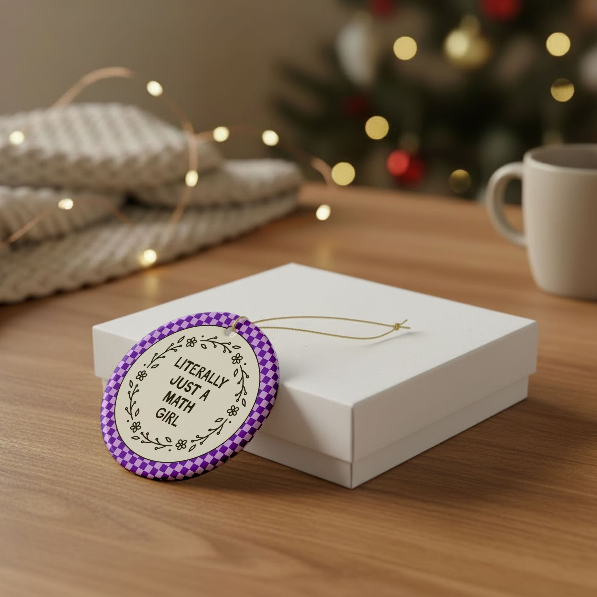 High School Math Teacher Ornament, Funny Math Major or Math Tutor Professor Gift: Literally Just a Math Girl Holiday Ornament