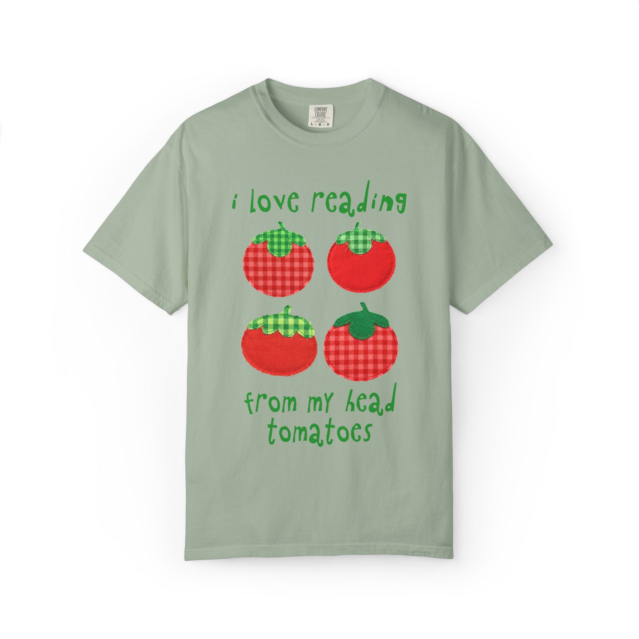 Bookish Gardening School Librarian Tee Shirt: I Love Reading from My Head Tomatoes, Cute Vegetable Gardener, Tomato Lover, Back to School