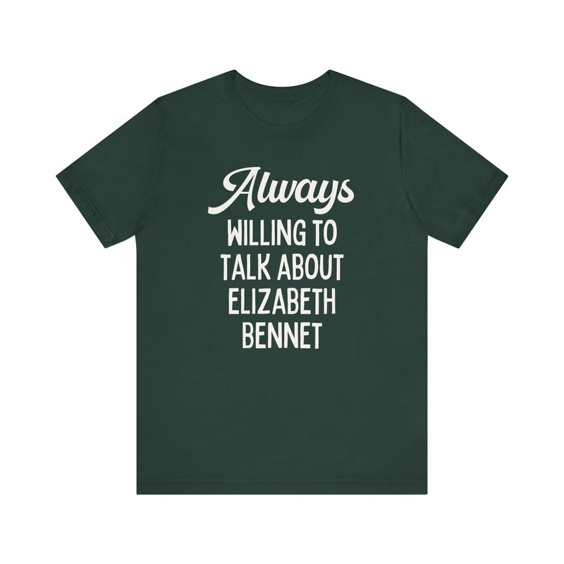  Elizabeth Bennet Tee Shirt for Pride and Prejudice Reader in Green, Iconic Women from Jane Austen Novels | Present for Classic Literature Lover, English Teacher, or Literature Buff