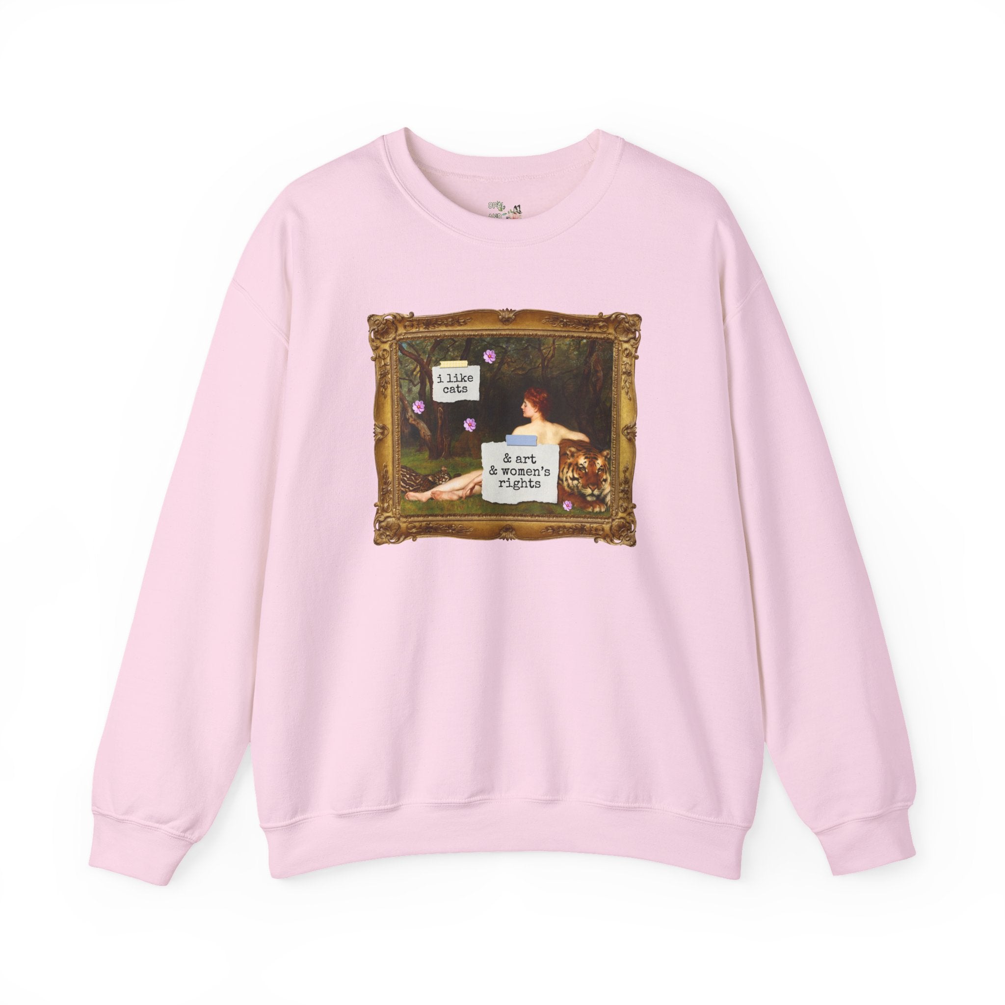 Funny Feminist Sweatshirt for Cat Mom or Cat Dad Who Loves Art History and Women's Rights, Equal Rights Famous Painting Crewneck for Artist