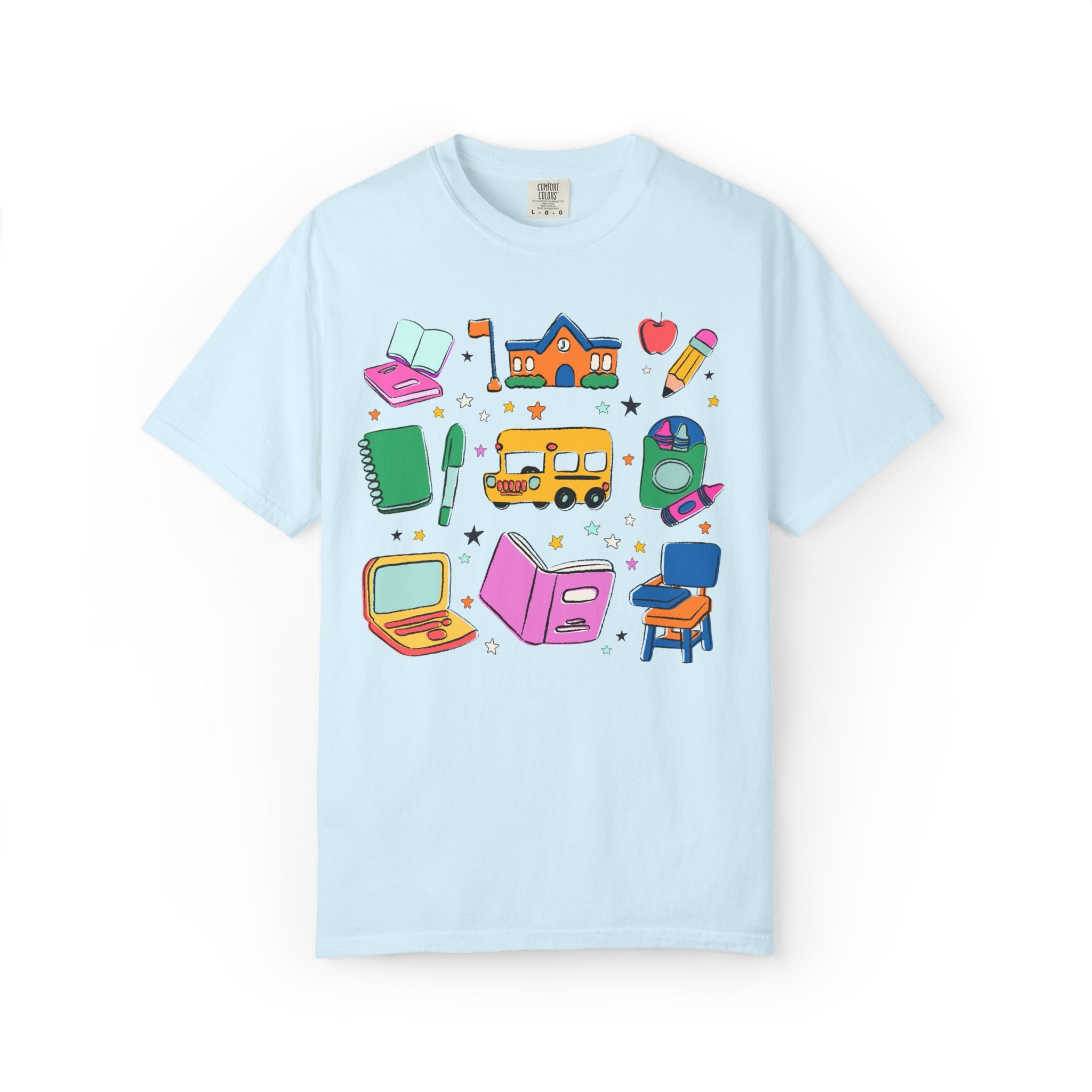 Nostalgic School Supply T-Shirt for Back to School, Cute Matching Teacher Tee, New School Year, Colorful Dopamine Vibe, Paraprofessional Tee