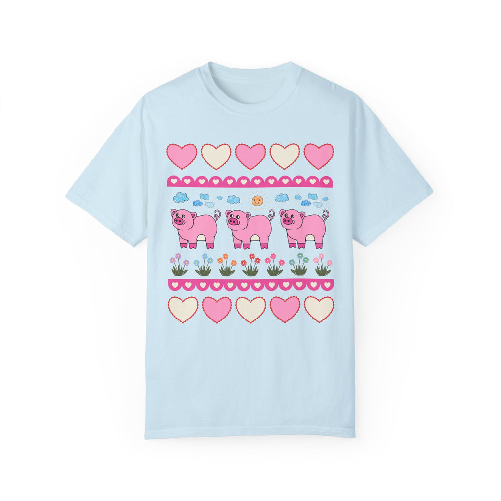 Adorable Floral Pig Tee Shirt