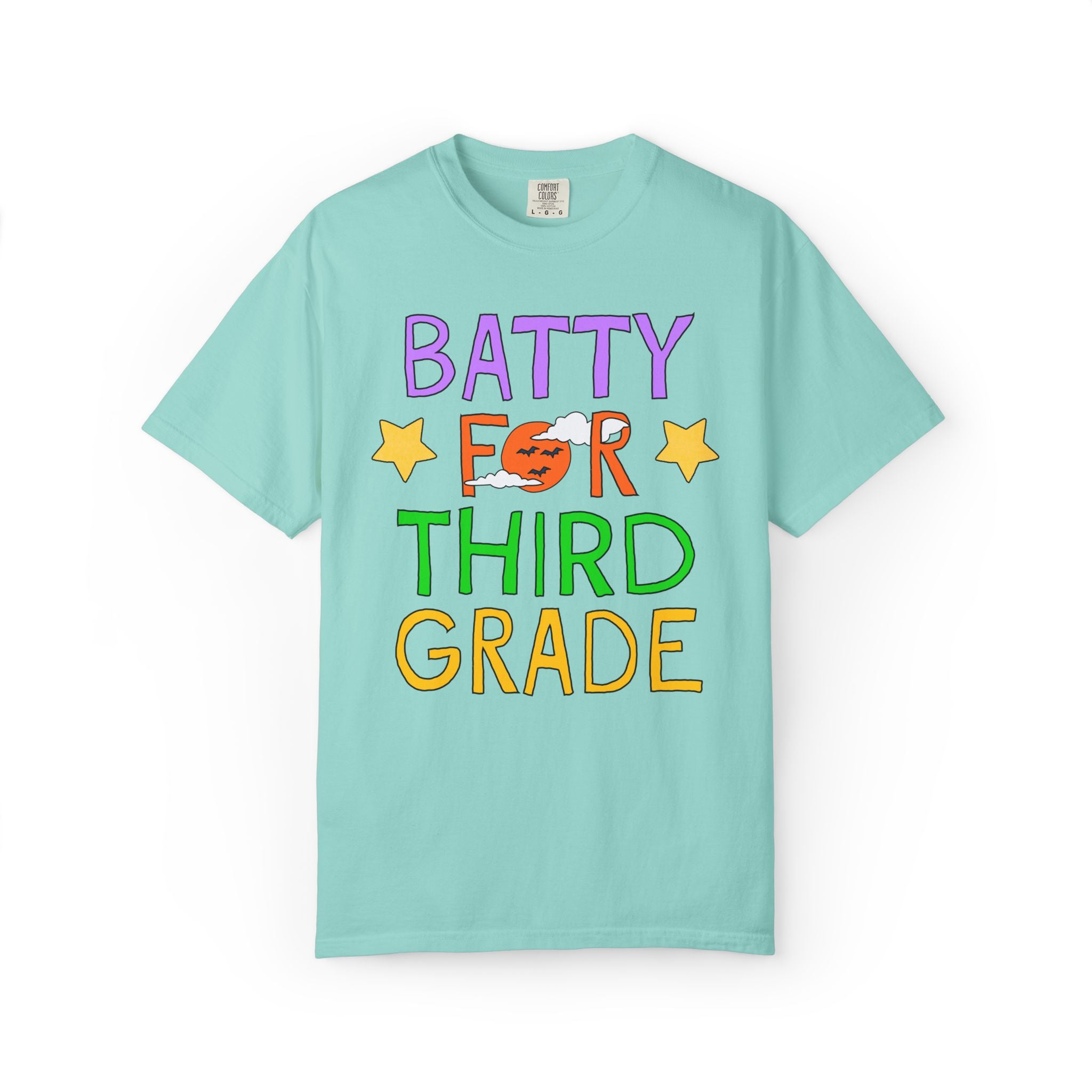 Third Grade Halloween Teacher Tee Shirt: Batty for Third Grade | Cute and Nostalgic Halloween Teacher Team T-Shirt for October, 90s Vibe
