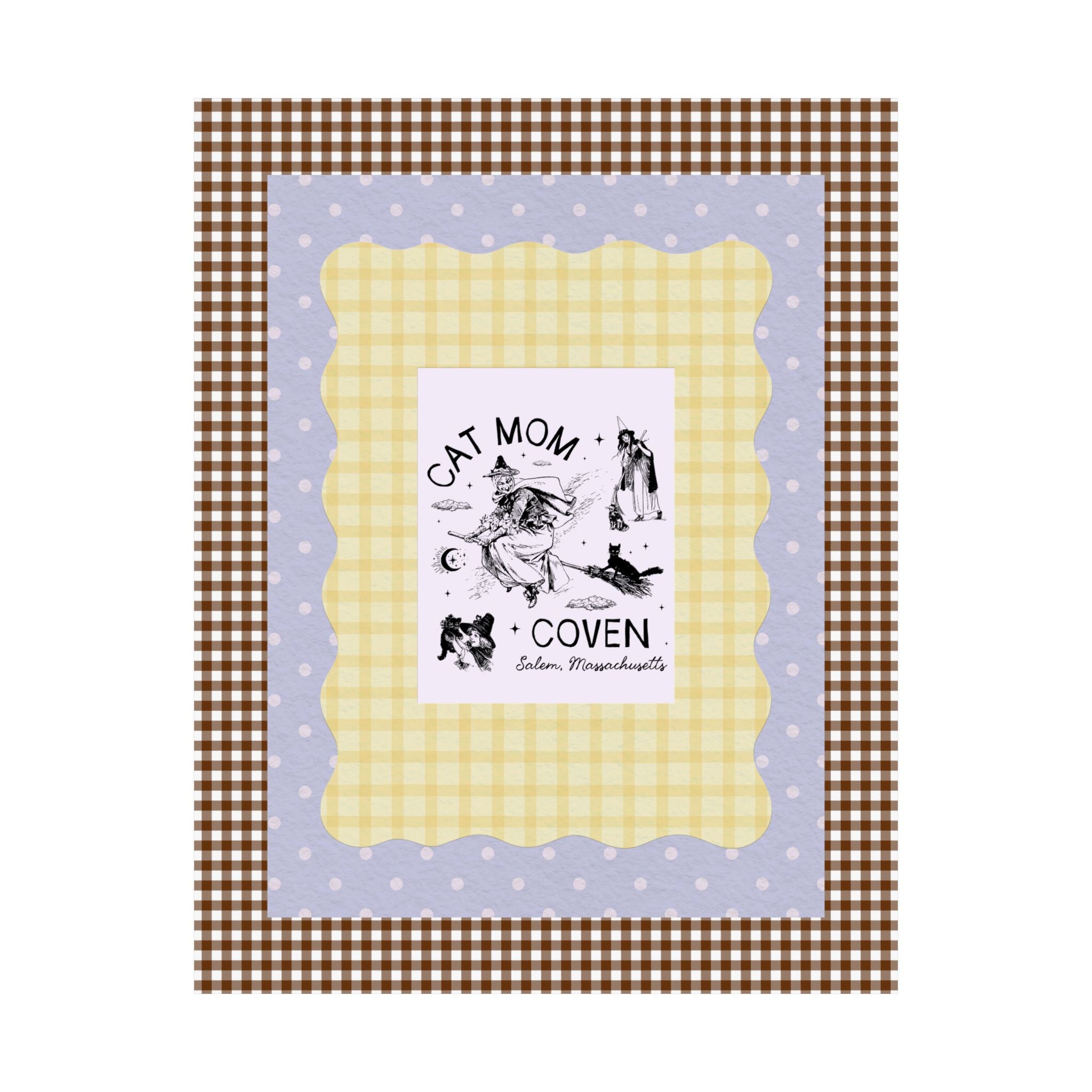 Witchy Cat Mom Poster for Halloween, Silly Cat Lover Print, Witchy Women's History Decor, Salem Witch Trials Animal Lover Gift, Cat Parent