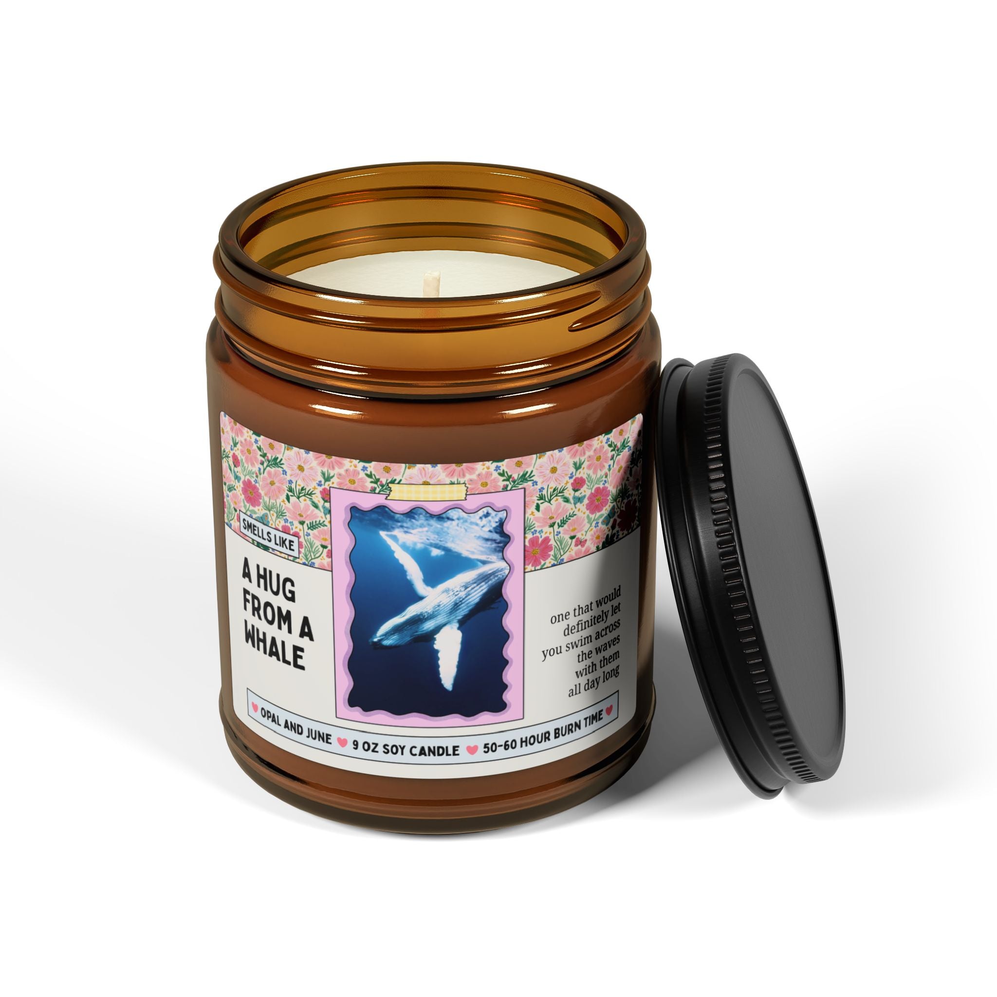 Whale Lover Gift, Smells Like a Hug from a Whale, 9 Oz Soy Candle | Funny Ocean Animal Lover Gift, Marine Biologist, Friend Who Loves Whales