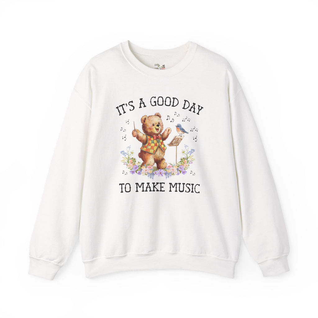 Music Teacher Sweatshirt for Orchestra Teacher or Choir Director, Funny Saying Cottagecore Bear Crewneck for Band Director Who Loves Animals