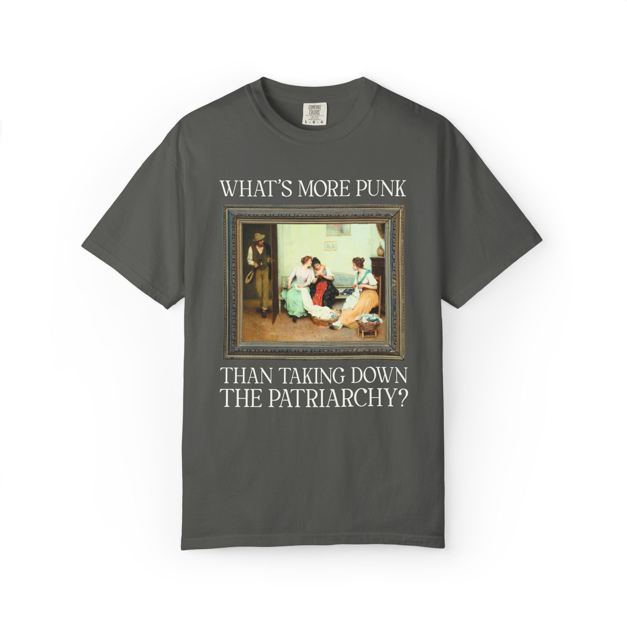 Funny Women's Rights Tee Shirt for Feminist: What's More Punk Thank Taking Down the Patriarchy | Silly Art History or Museum Lover T-Shirt