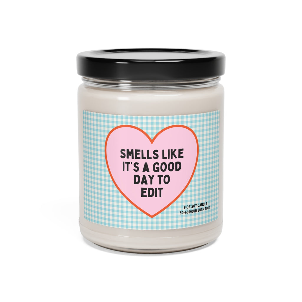 Cute Photographer Gift: 9 Oz Soy Candle | Smells Like It's a Good Day To Edit, Funny Editing Day Candle for Wedding Photographer or Author
