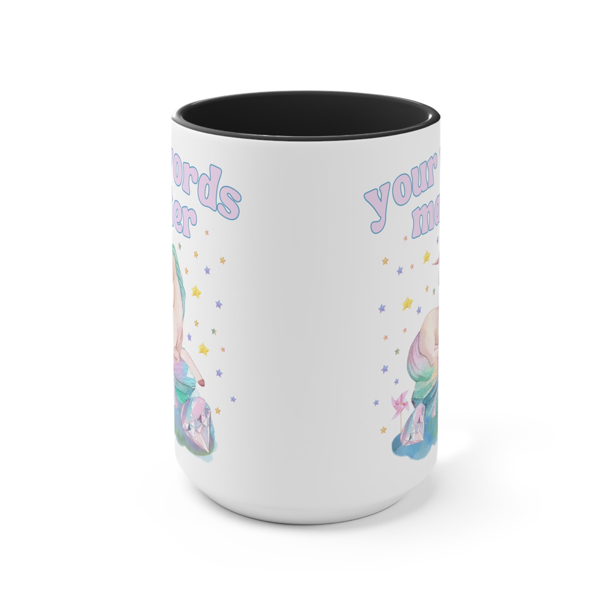 Your Words Matter: 15 Oz Coffee Mug | Gift for Speech Apraxia Therapist or Special Education Teacher, Creative Dreamcore Mug with Unicorn
