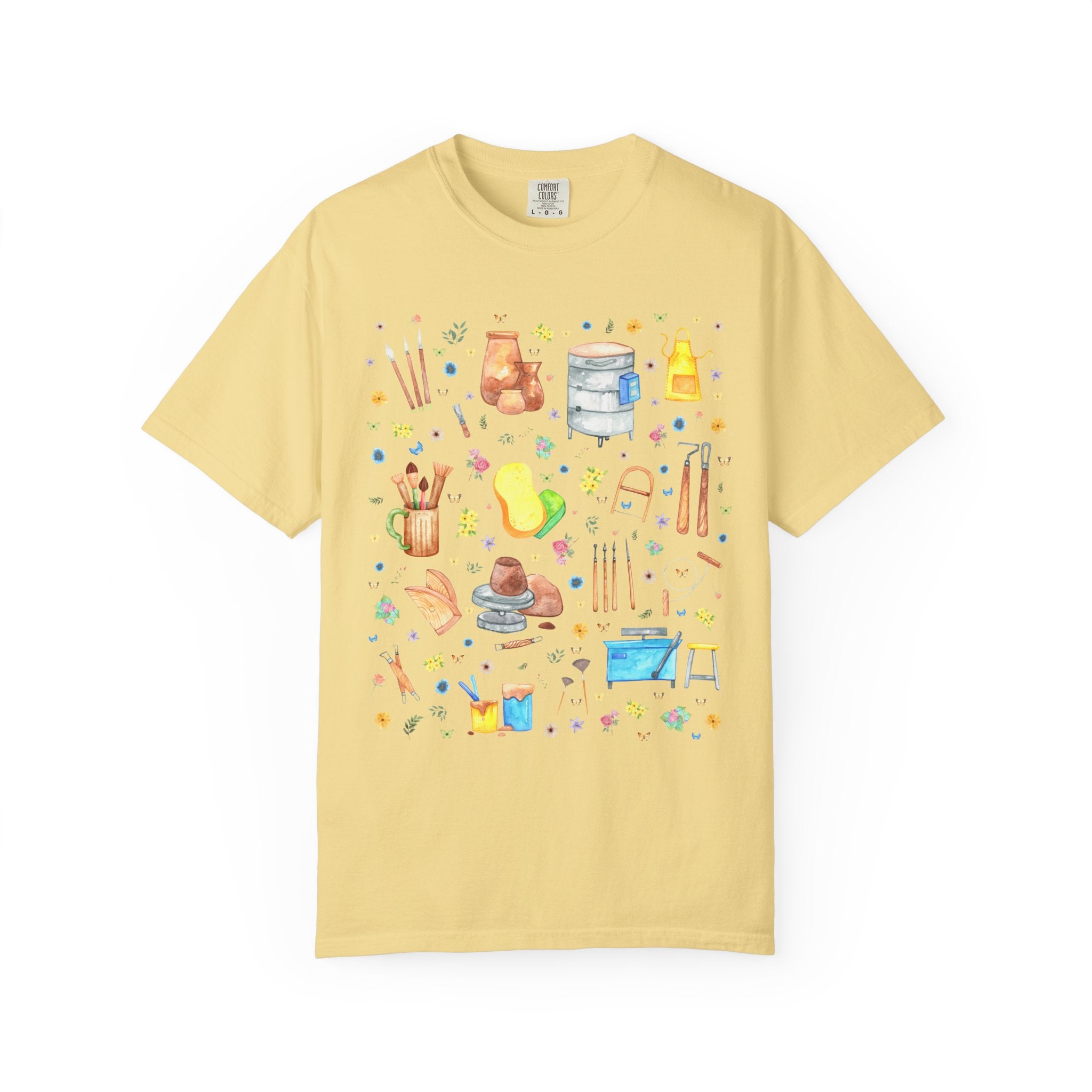 Cute Pottery Tee Shirt for Ceramic Artist: Boho Whimsigoth T-Shirt for Friend Who Loves Pottery, High School Art Teacher Gift with Flowers
