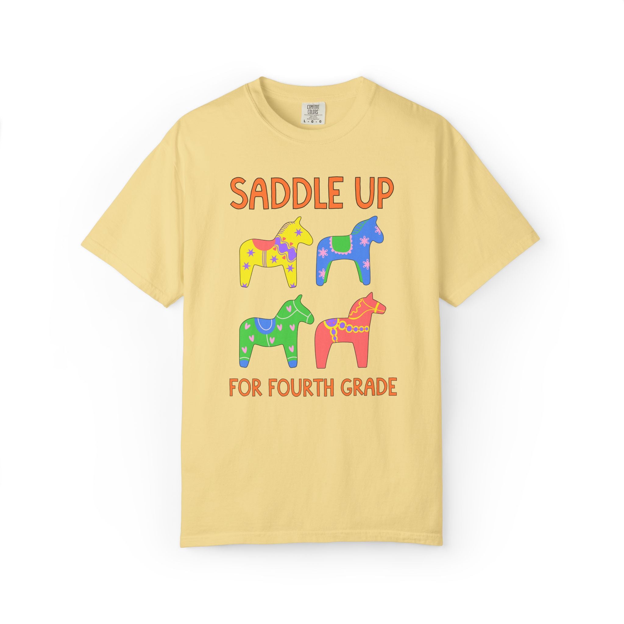 Saddle Up for Fourth Grade: Cute Fourth Grade Teacher Team T-Shirt, Silly Dreamcore Tee with Horses, Student Teacher or Paraprofessional Tee
