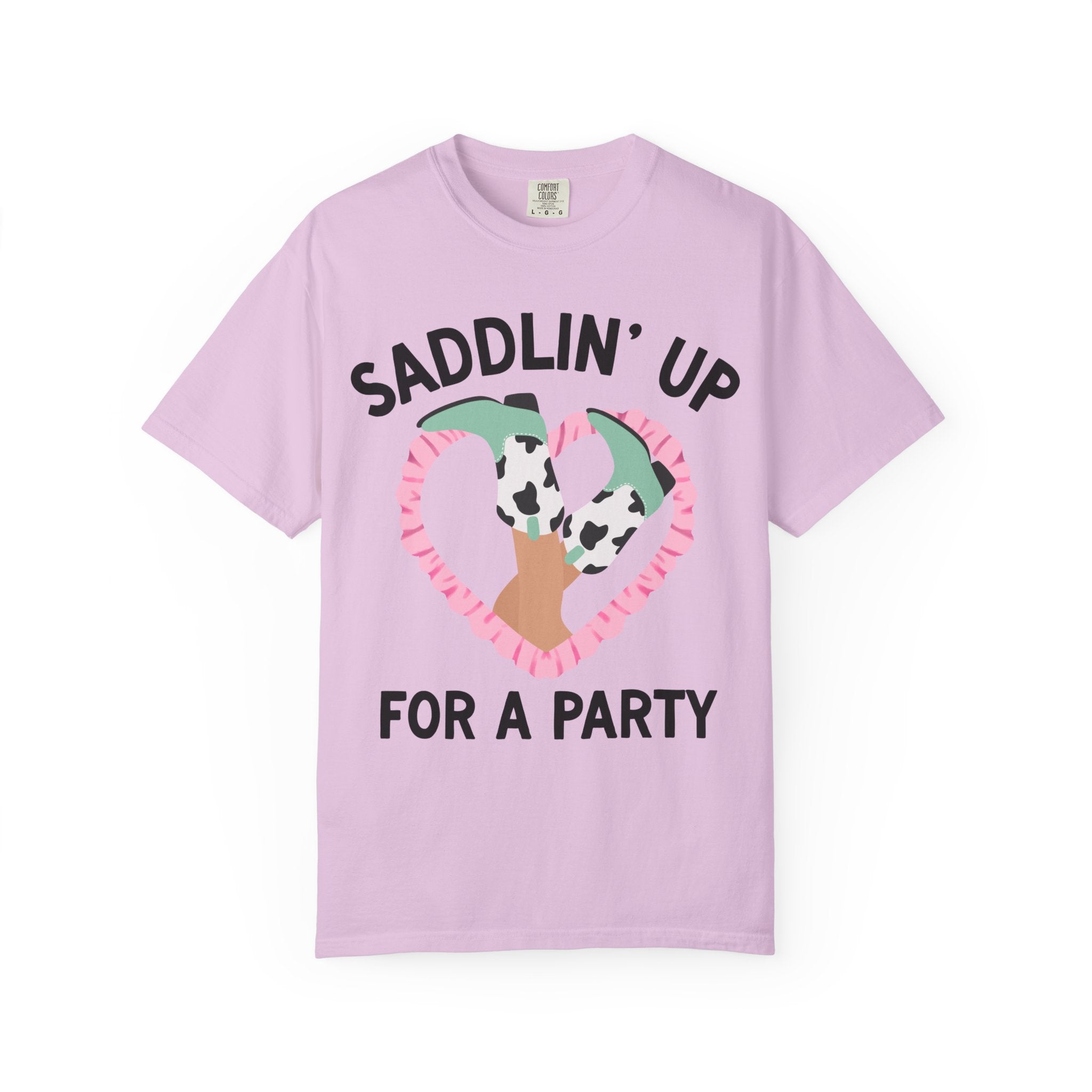 Western Bachelorette Tee Shirt for Bride and Bridesmaids: Found My Cowboy, Saddling Up for a Party Kitschy Wedding Party Tee with Heart