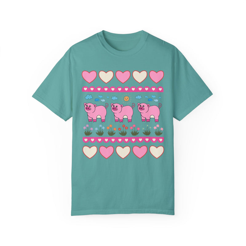 Adorable Floral Pig Tee Shirt