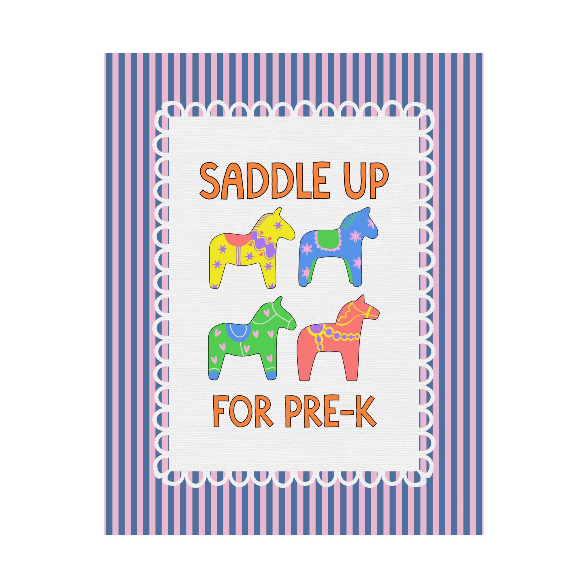 Saddle Up for Preschool: Cute Preschool Teacher or Office Poster Print, Back to School Gift, Silly Dreamcore Western Aesthetic Horse Print
