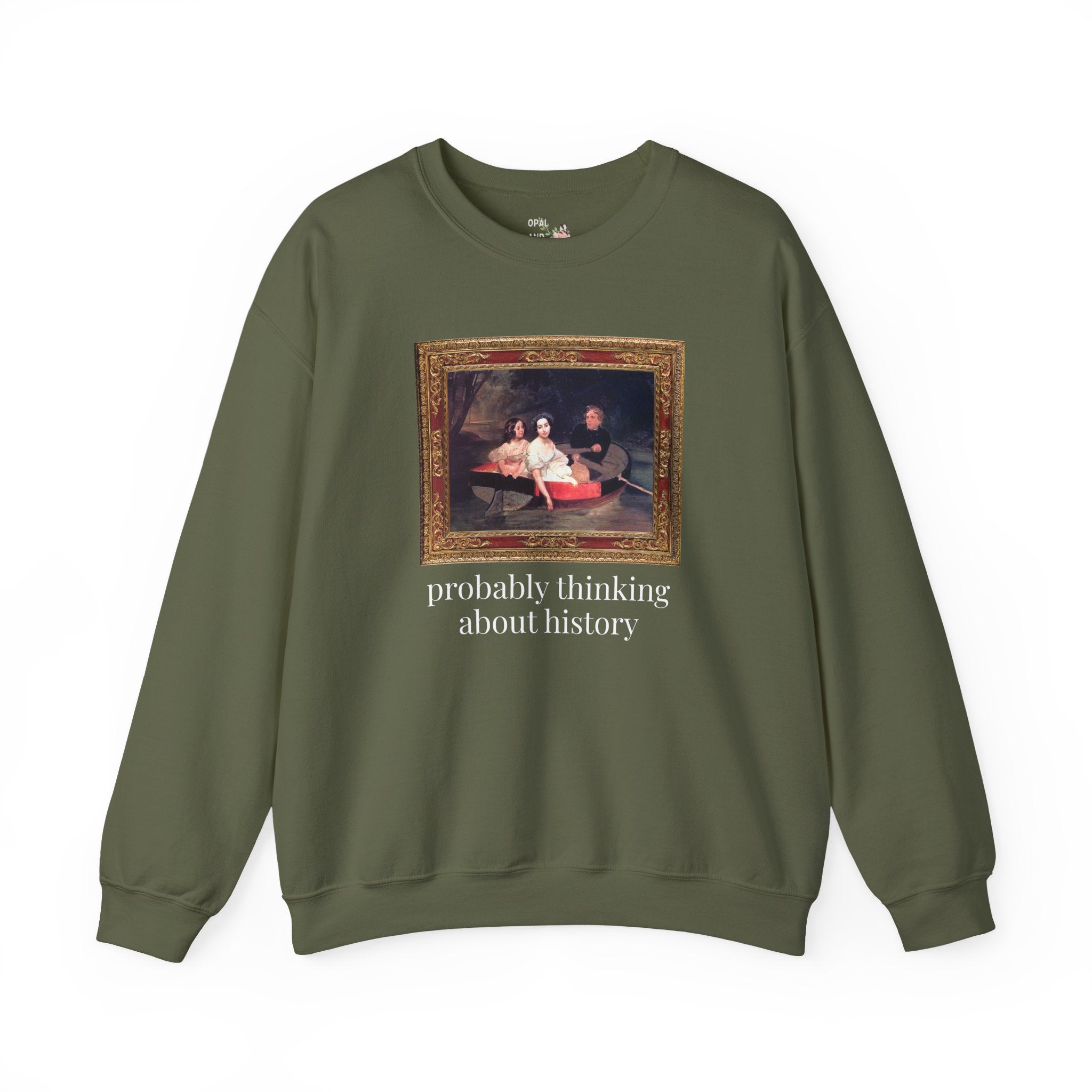 Probably Thinking About History Sweatshirt with Famous Painting: Cute Art History Buff or History Professor Crewneck for History Lover
