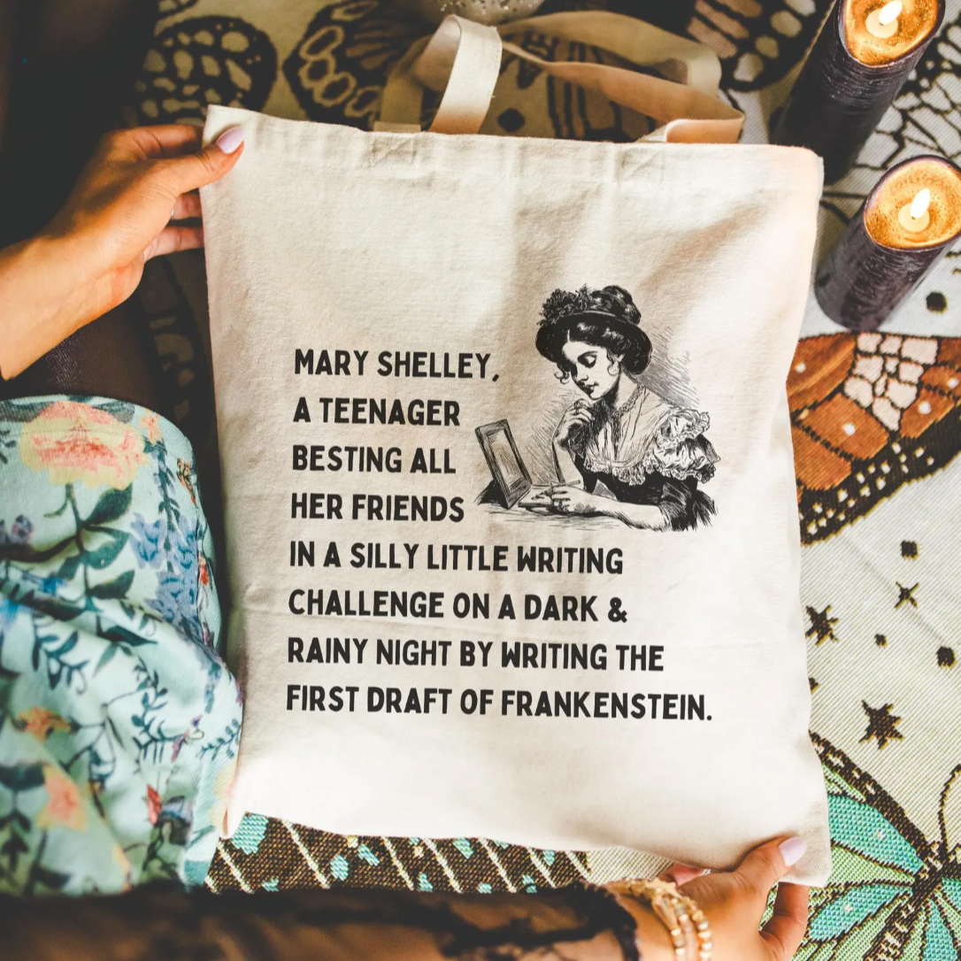 Mary Shelley Writing Frankenstein Tote
