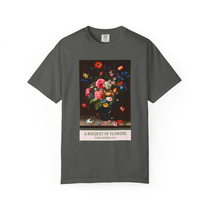 A Bouquet of Flowers by Clara Peeters, Floral Art History Tee Shirt for Mom Who Gardens, Flemish Flower Painting, 17th Century Artwork - Opal and June