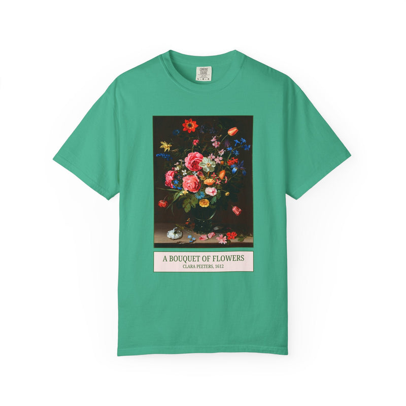 A Bouquet of Flowers by Clara Peeters, Floral Art History Tee Shirt for Mom Who Gardens, Flemish Flower Painting, 17th Century Artwork - Opal and June