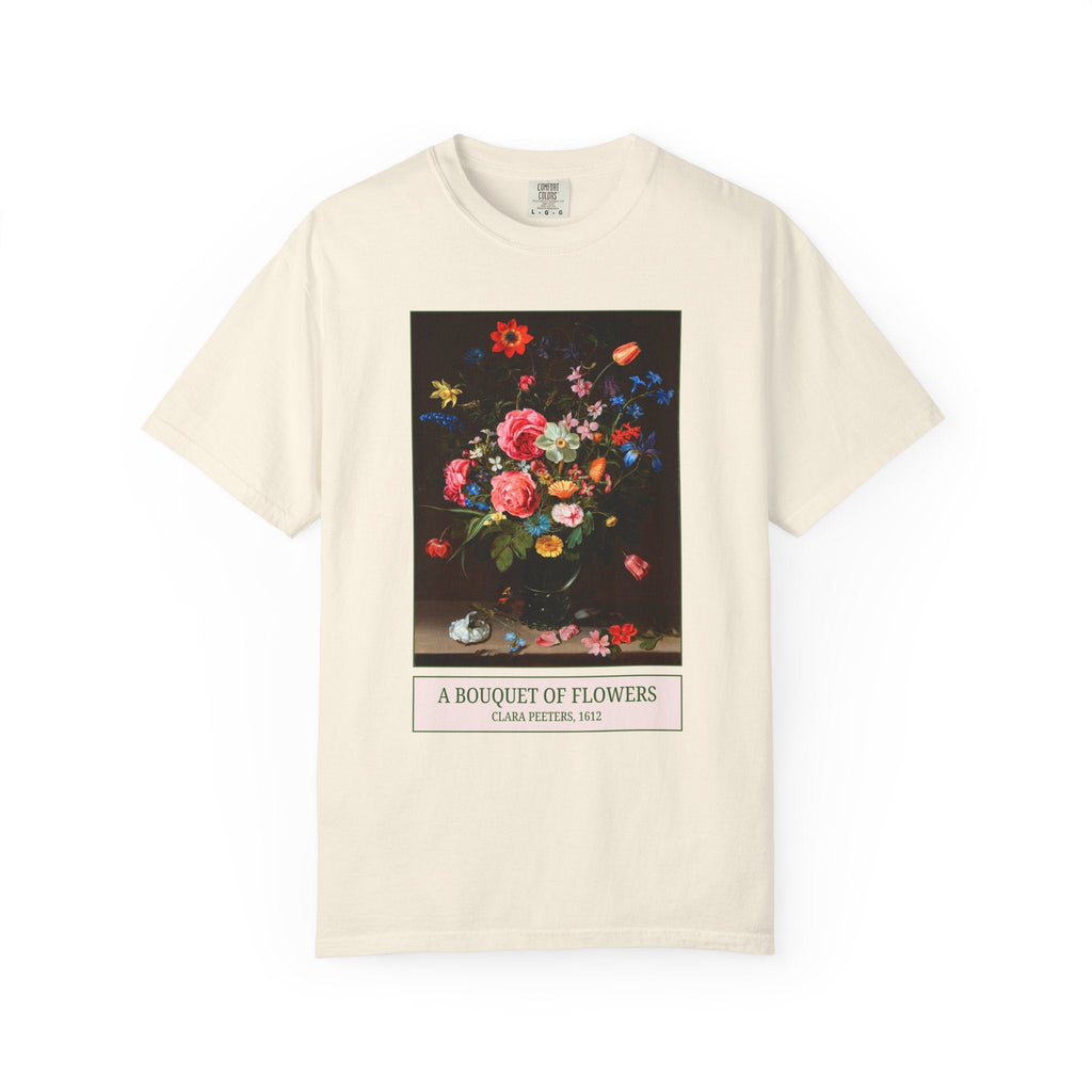 A Bouquet of Flowers by Clara Peeters, Floral Art History Tee Shirt for Mom Who Gardens, Flemish Flower Painting, 17th Century Artwork - Opal and June