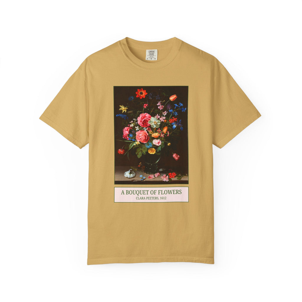 A Bouquet of Flowers by Clara Peeters, Floral Art History Tee Shirt for Mom Who Gardens, Flemish Flower Painting, 17th Century Artwork - Opal and June