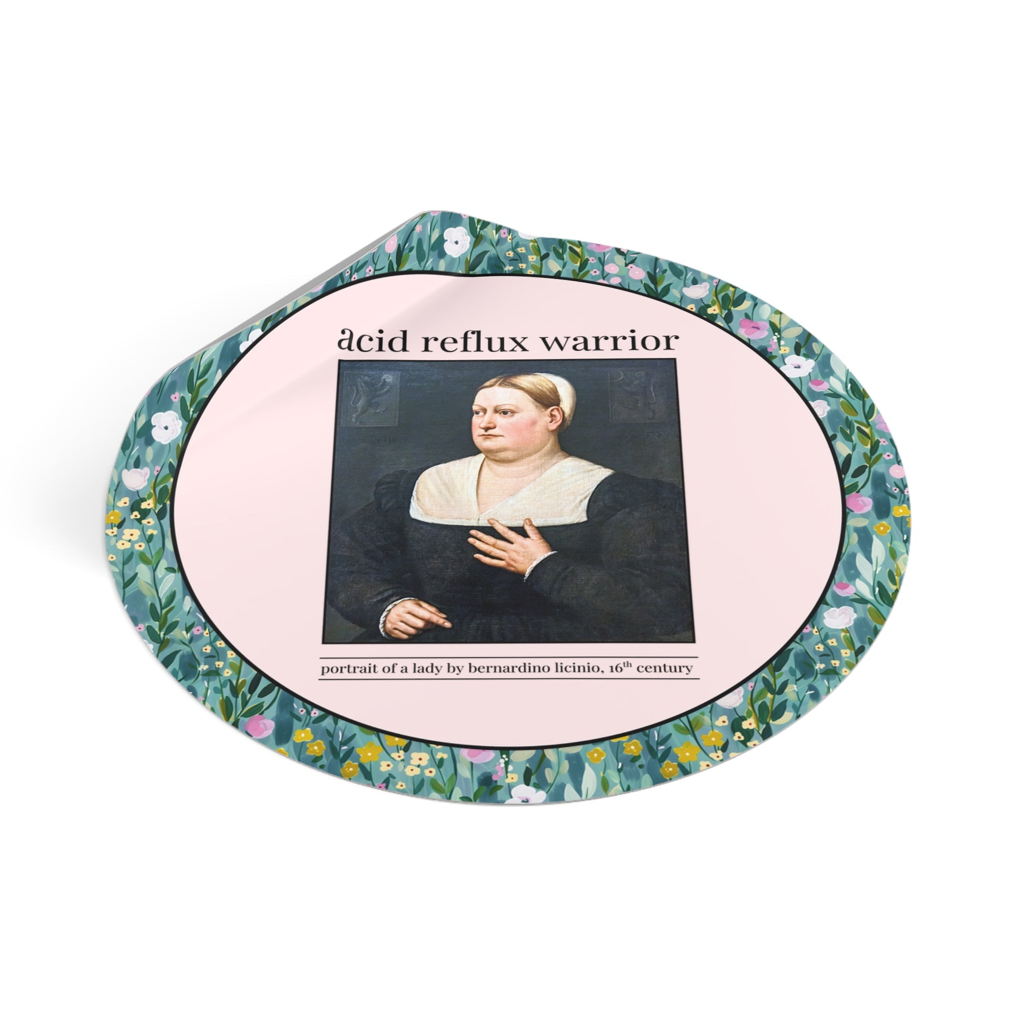 Acid Reflux Warrior Art History Sticker for Friend or Sister with GERD, Tummy Troubles, Silly Chronic Illness Humanities Professor Gift - Opal and June