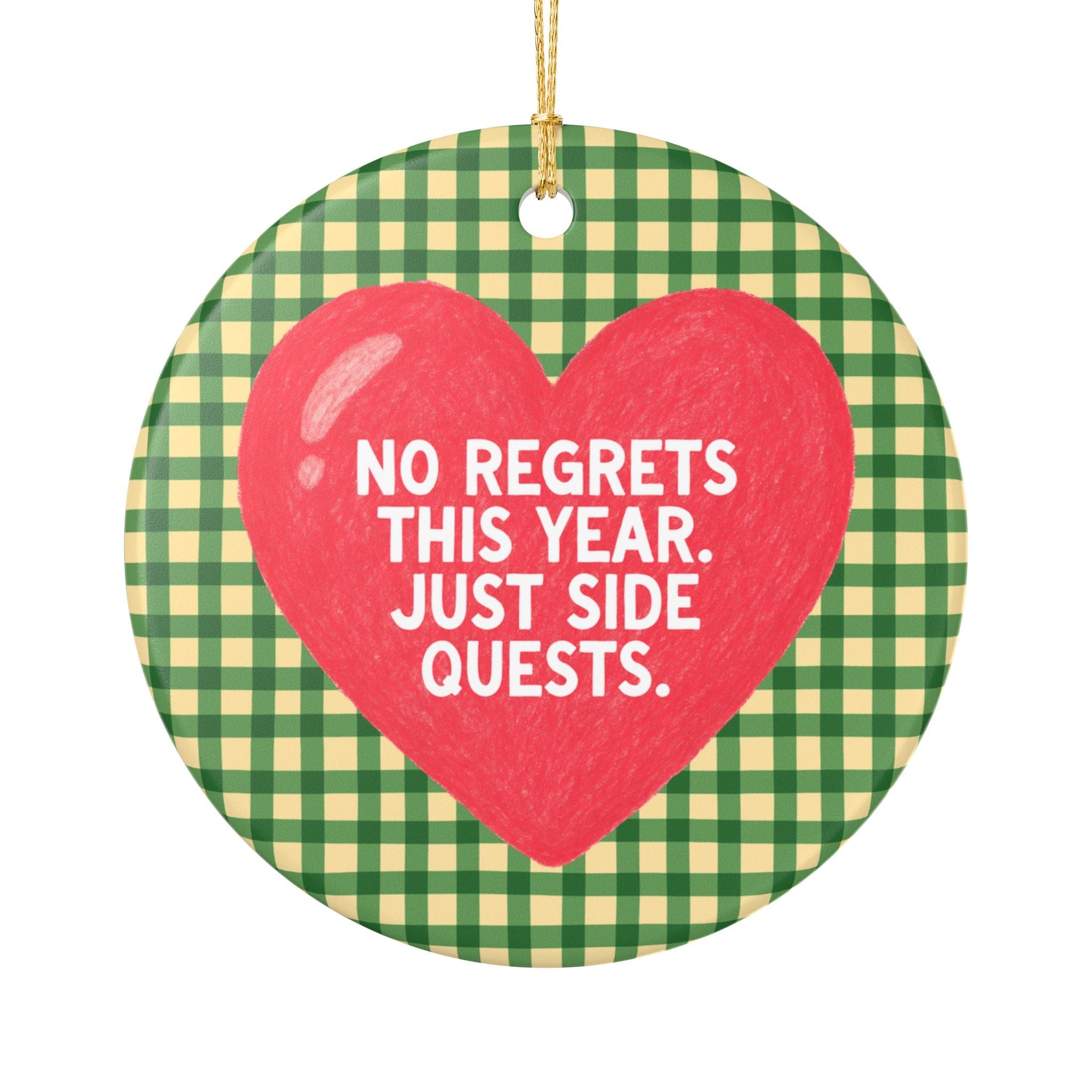 ADHD Funny Holiday Ornament: No Regrets This Year Just Side Quests | Nostalgic Christmas Ornament for Friend Who Loves Hobbies - Opal and June