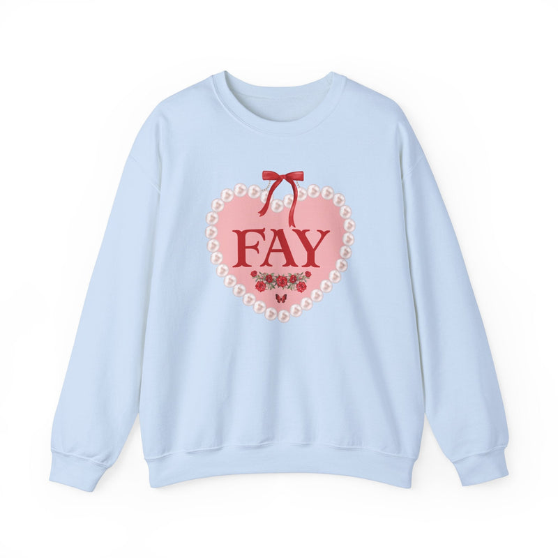 Adorable Fayetteville Arkansas Sweatshirt with Cute Coquette Heart with Pearls and Roses, Gift for Friend Who Lives in Northwest Arkansas - Opal and June